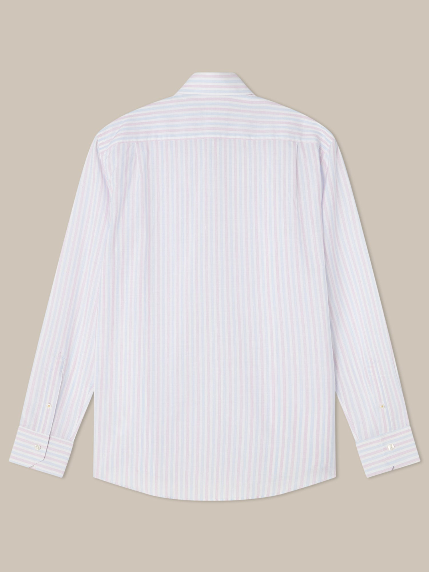 Robert Talbott Reynolds camicia lino righe lampone 16.5-L