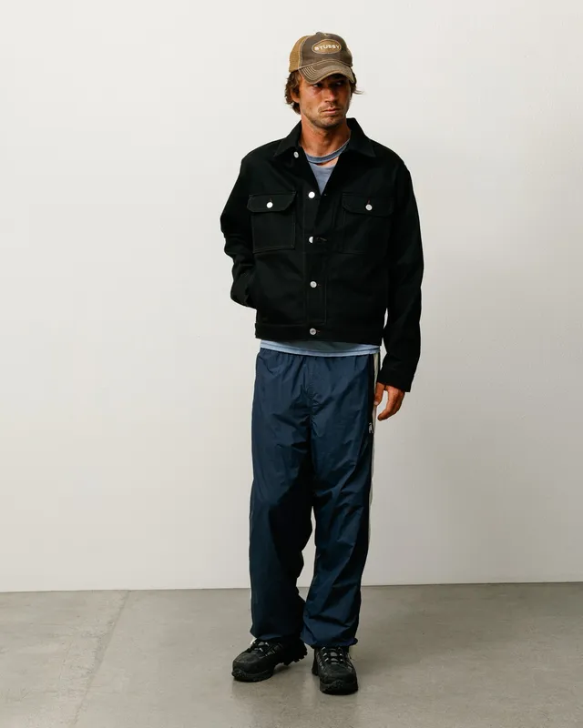 Stussy Denim Trucker Jacket giacca denim nero cuciture 100% cotone