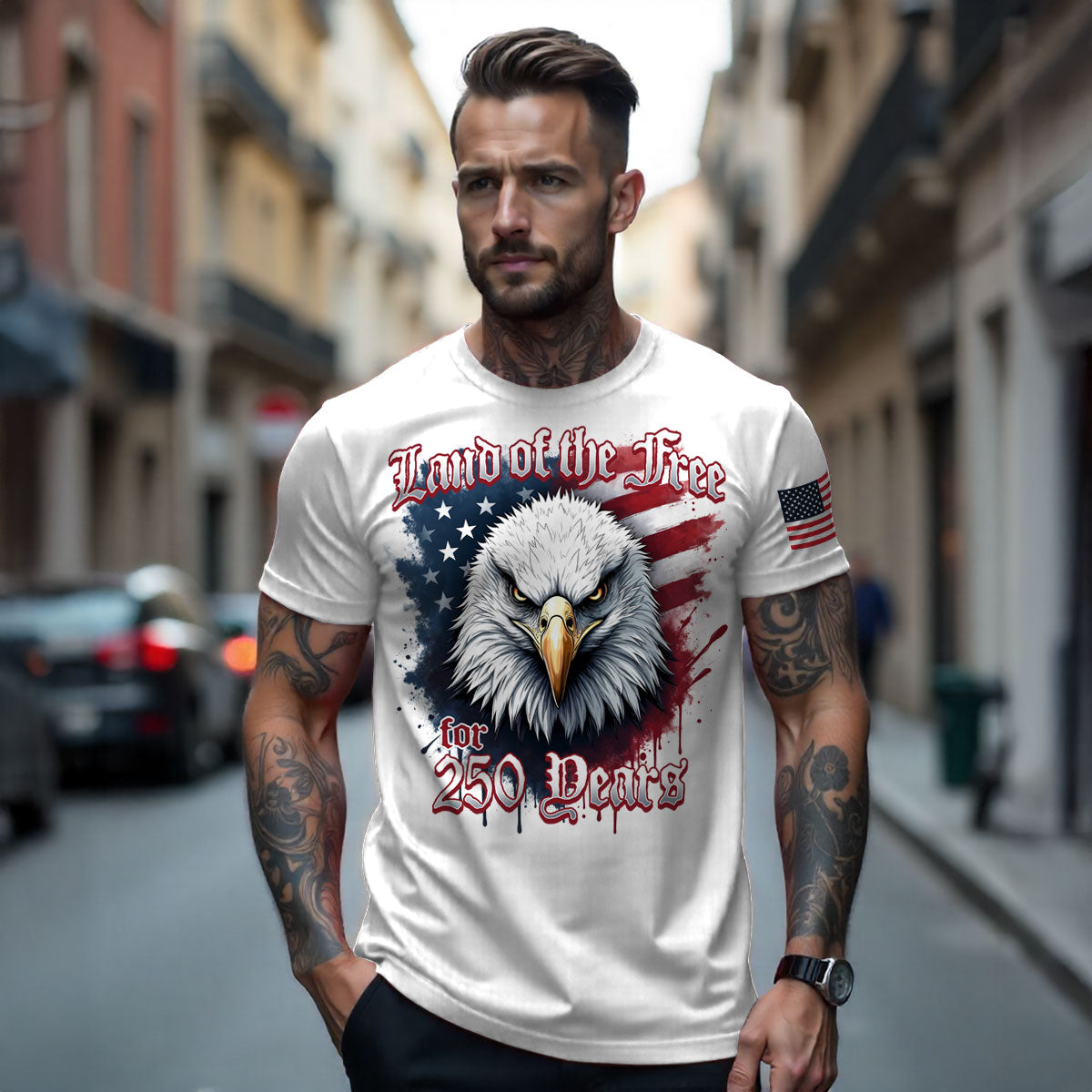 7.62 Design Land of the Free 250th maglietta uomo bianca