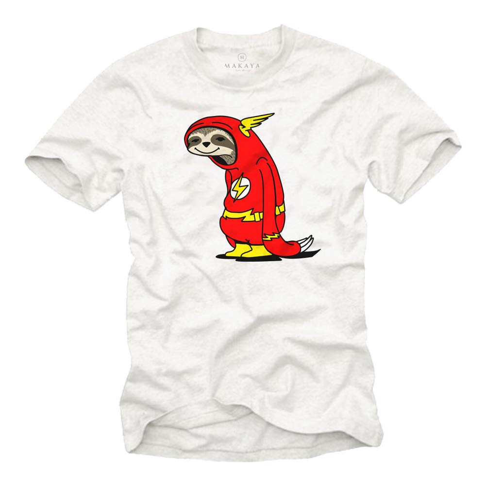 MAKAYA Flash Bradipo T-Shirt Uomo Blu 100% Cotone