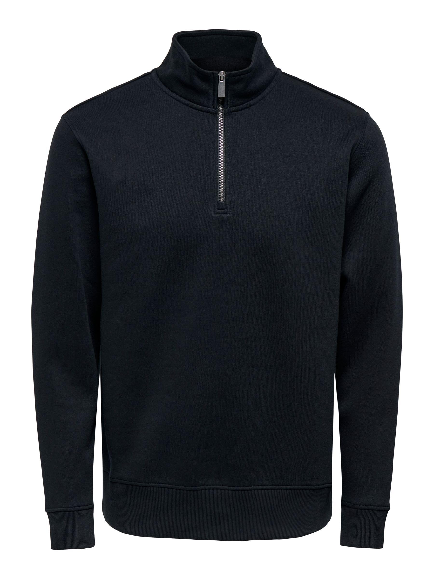 Only & Sons Onsceres felpa uomo mezza zip L nera