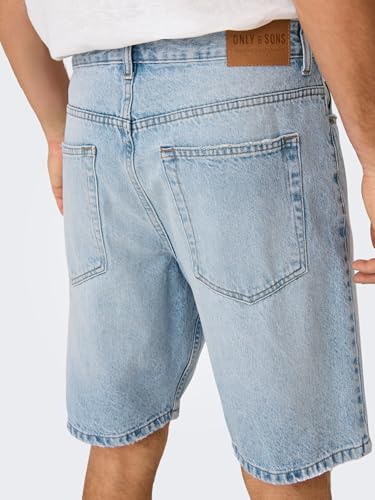 Only & Sons Onsedge Mid Waist Shorts Jeans Uomo XL Blu