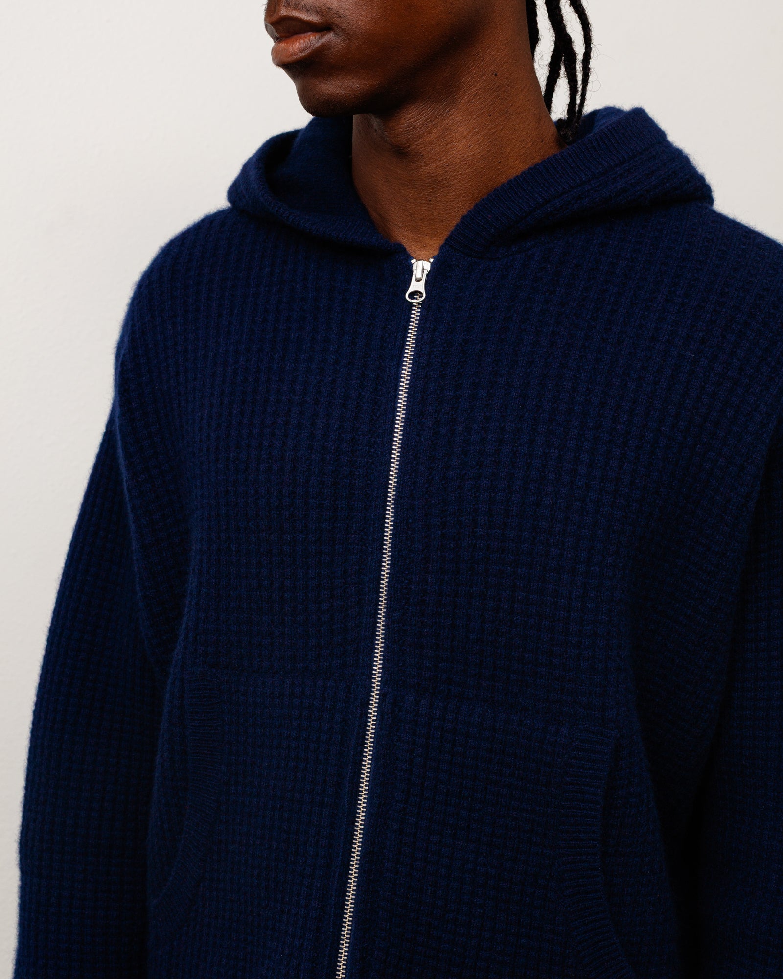 Stussy Waffle Cashmere Zip maglione cashmere blu