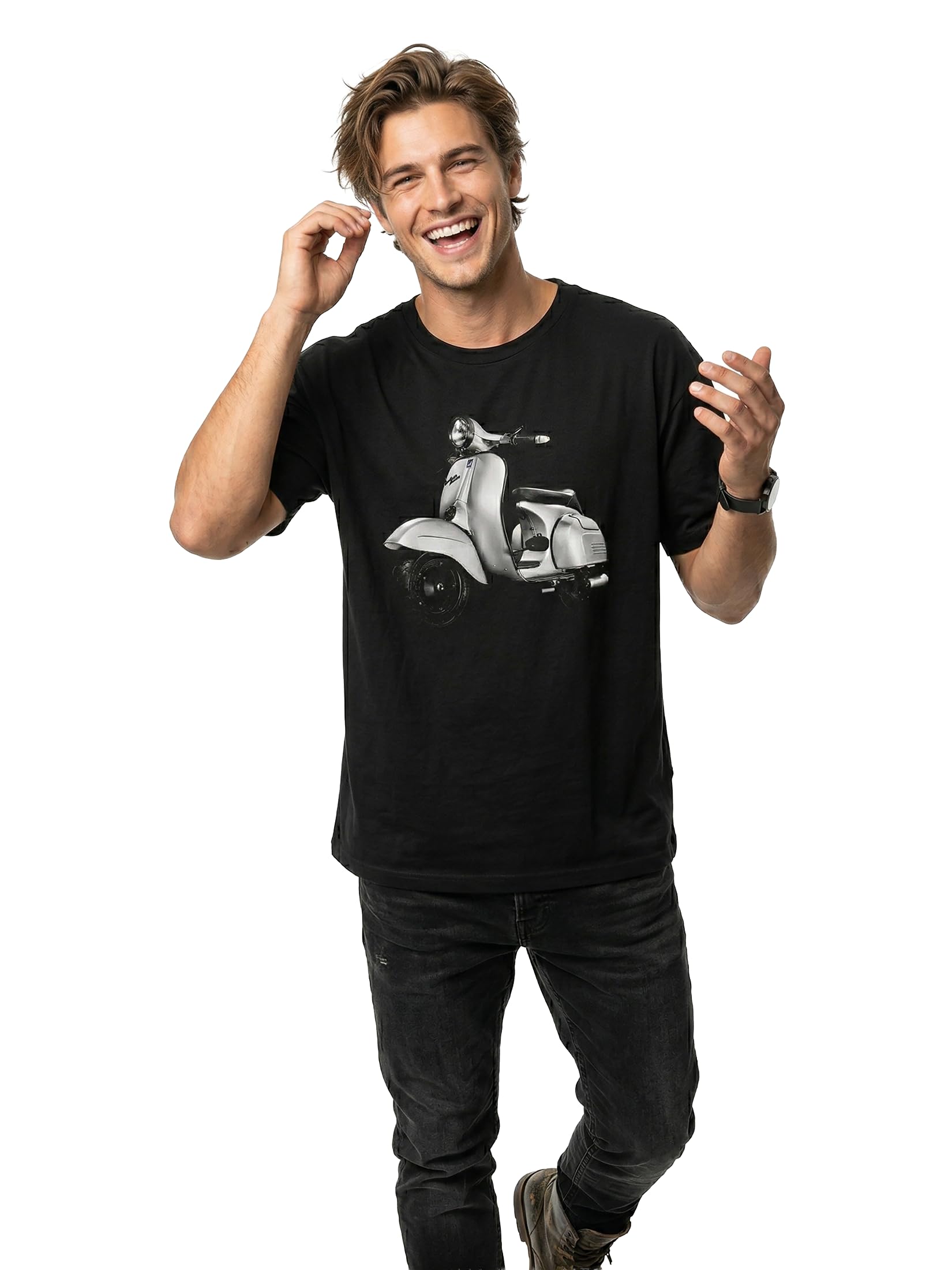 MAKAYA Special 125 T-Shirt Uomo Moto Vintage 100% Cotone