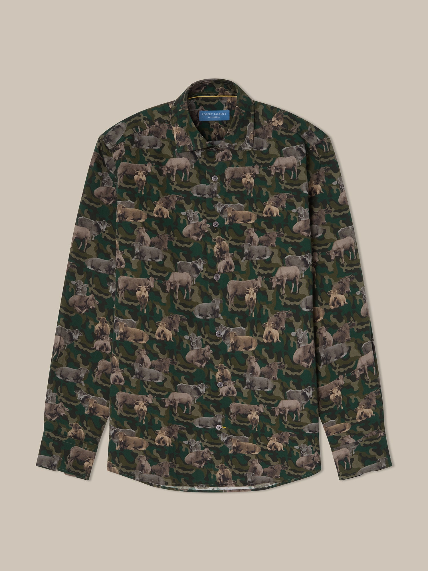 Robert Talbott Casual Shirts Reynolds Ca-Moo-Flage camicia oliva