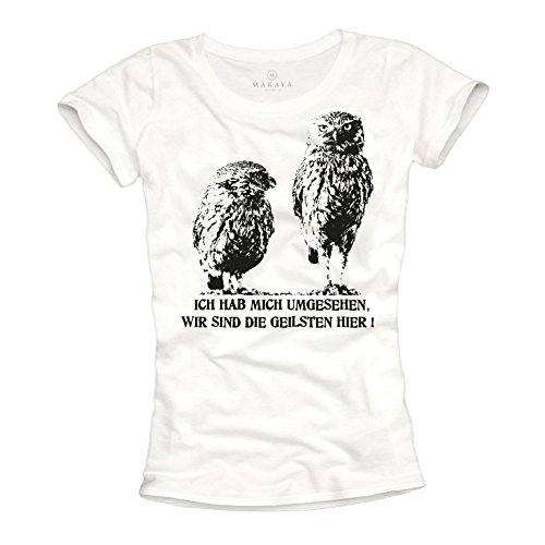 Makaya T-shirt donna L 100% cotone scritta tedesca