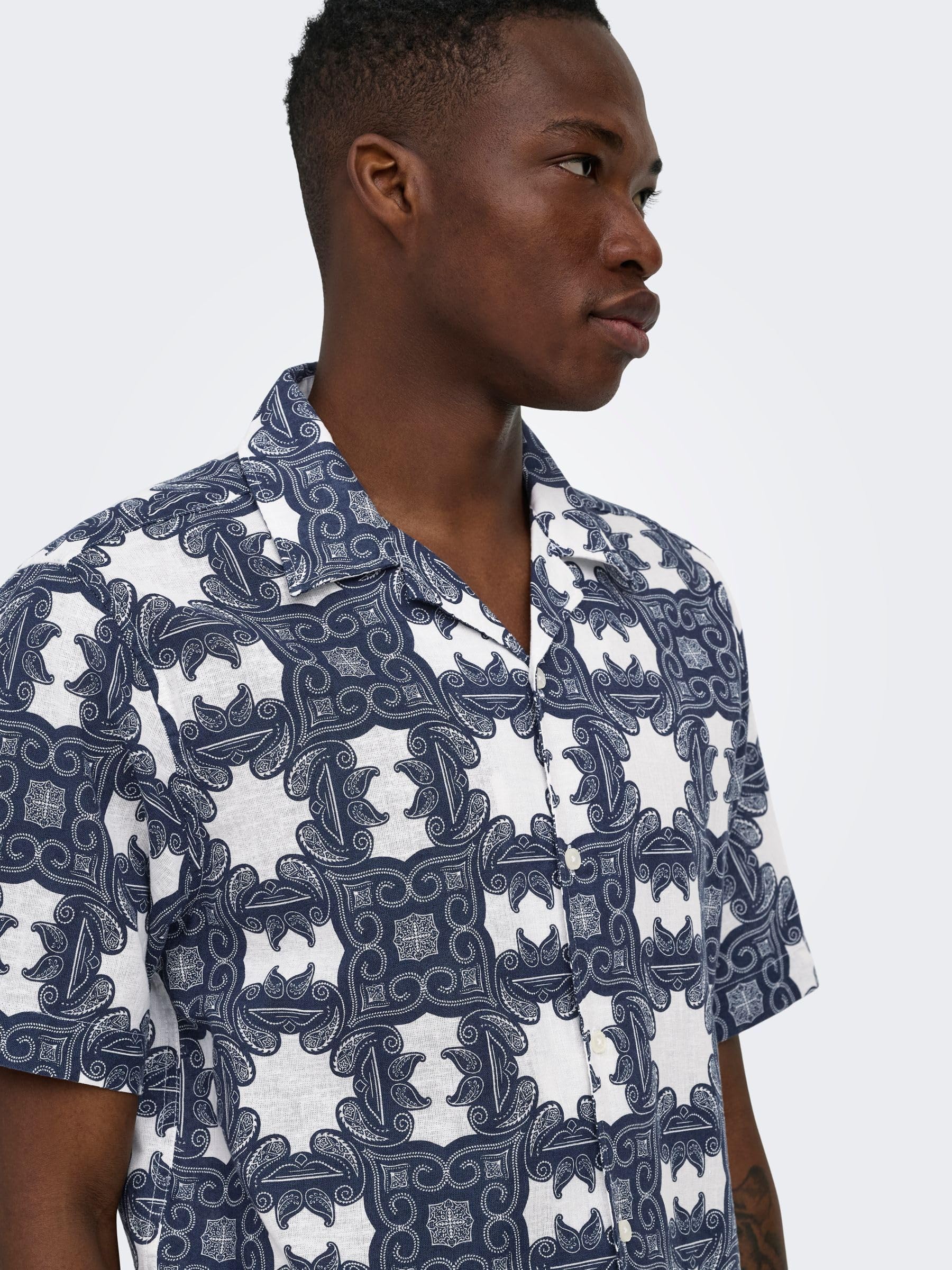 ONLY & SONS Onscaiden Lino Camicia Uomo Verde M