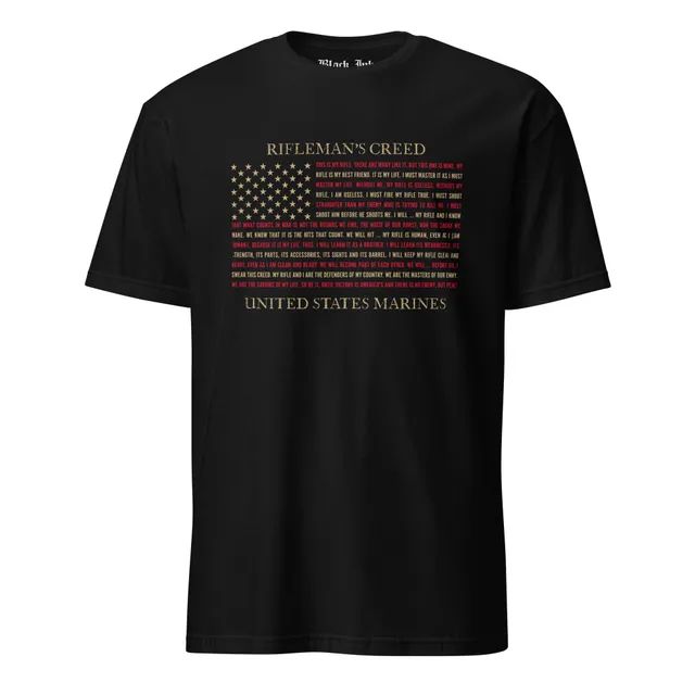 7.62 Design T-Shirts maglietta USMC Rifleman Creed nera cotone
