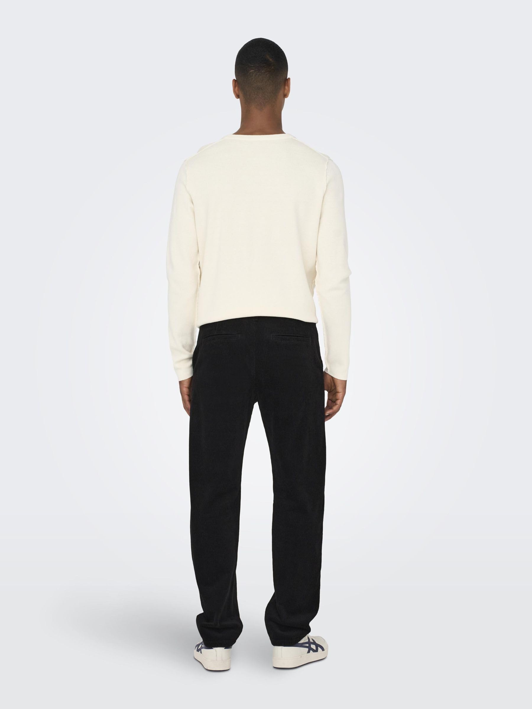 ONLY & SONS velluto pantaloni uomo nero 28W/32L larga