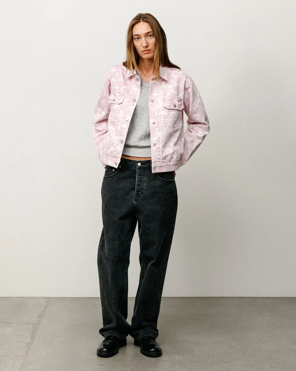 Stussy Denim Trucker giacca jeans Pink Hawaiian