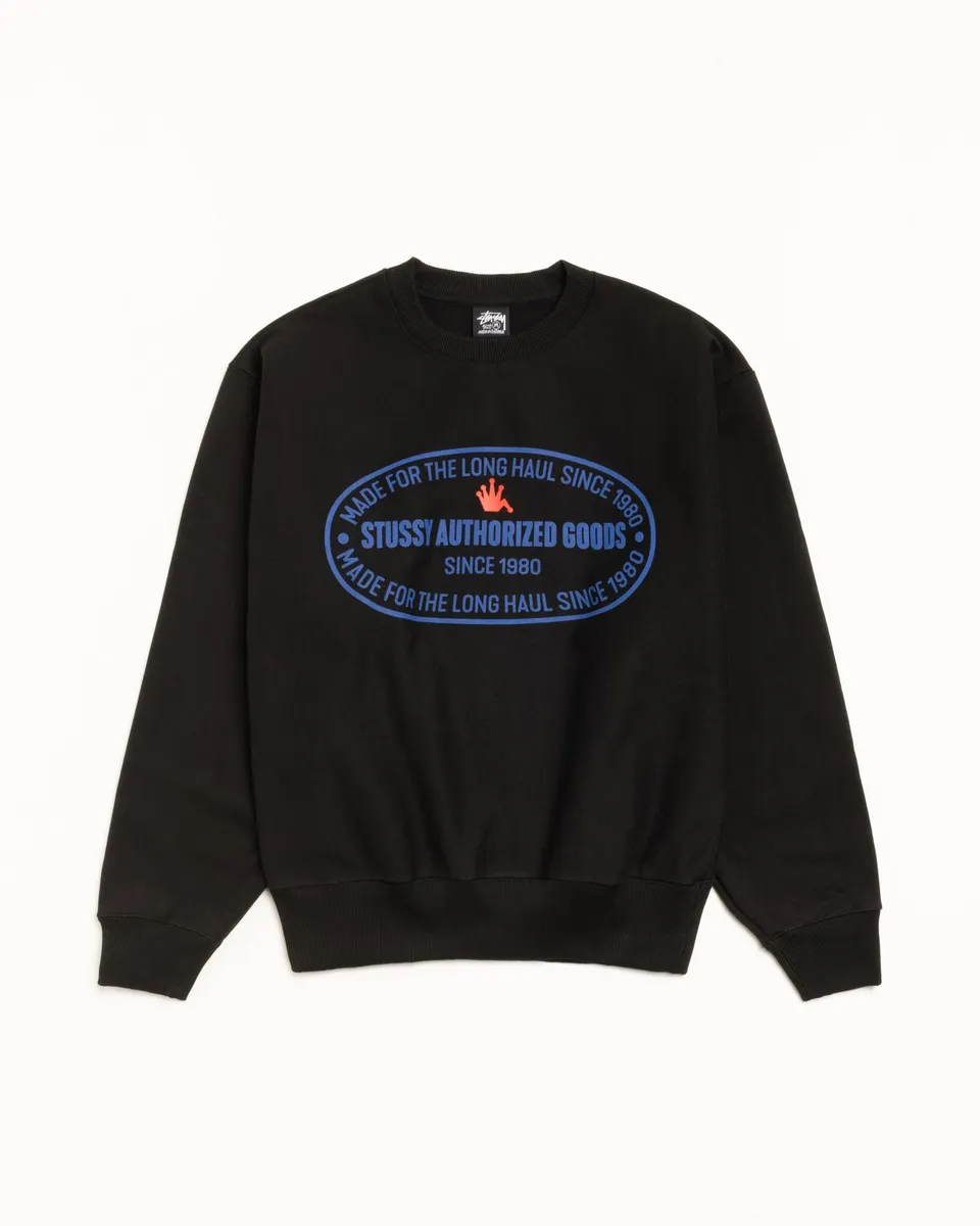 Stussy Authorized Crew felpa girocollo nera 430gsm