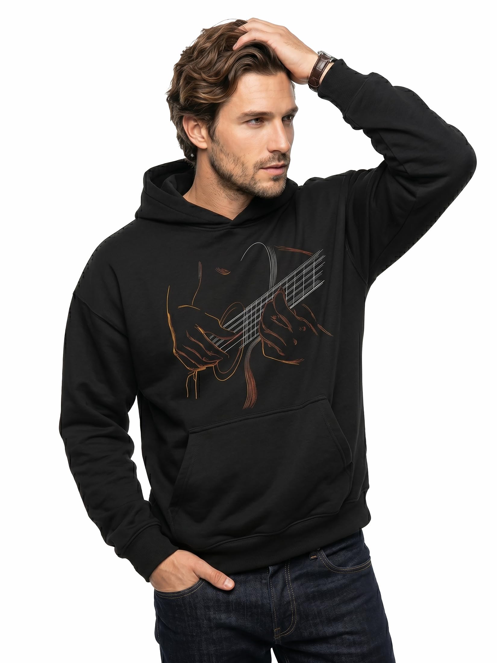 MAKAYA Chitarra Rock felpa con cappuccio uomo taglia M cotone