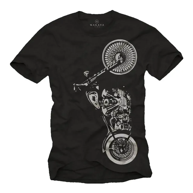 MAKAYA Abbigliamento Moto T-Shirt Uomo Nero 100% Cotone