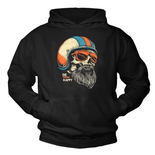 MAKAYA Die Happy Biker felpa con cappuccio uomo XL cotone