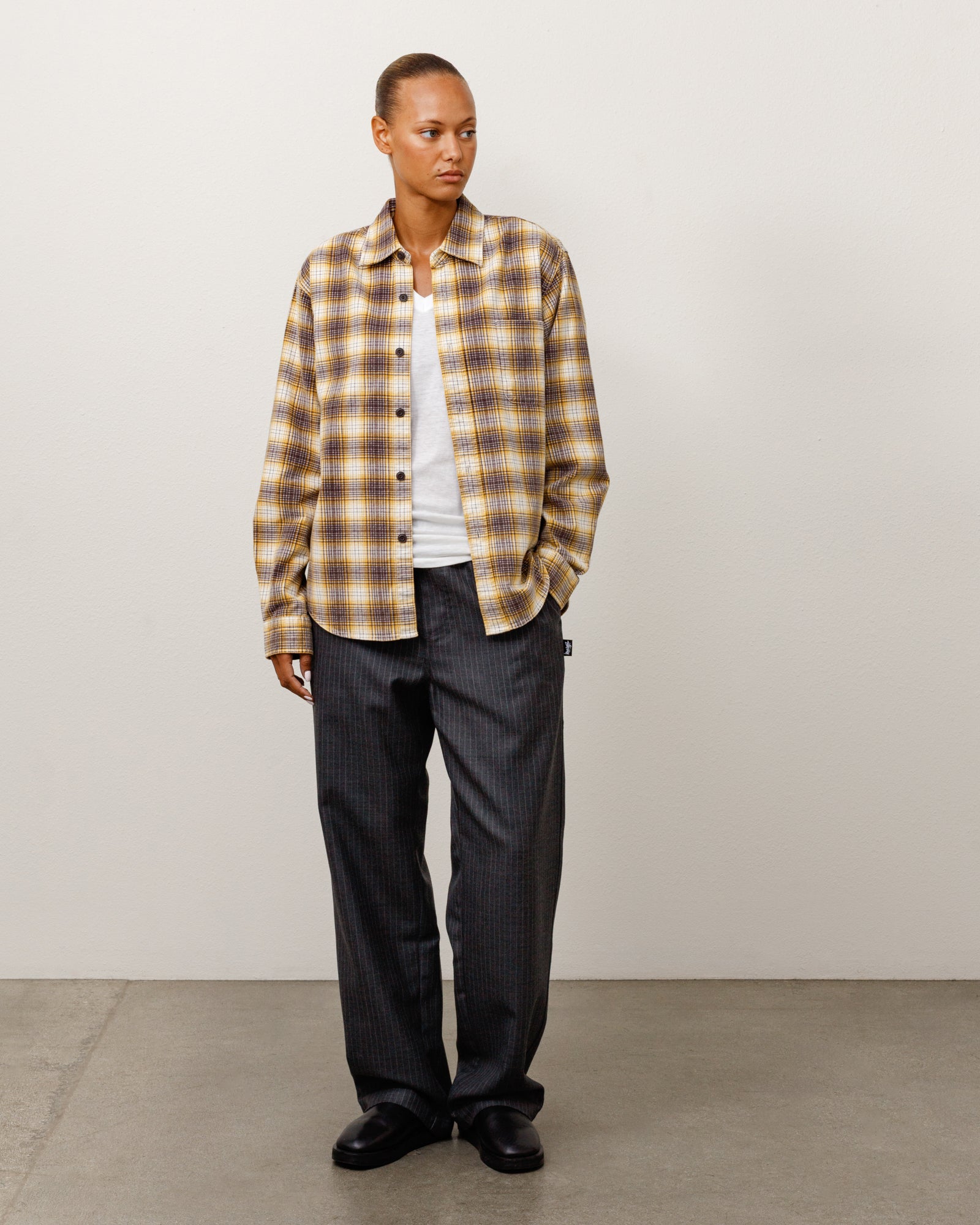 Stussy Dax Printed Shirt camicia oro in flanella