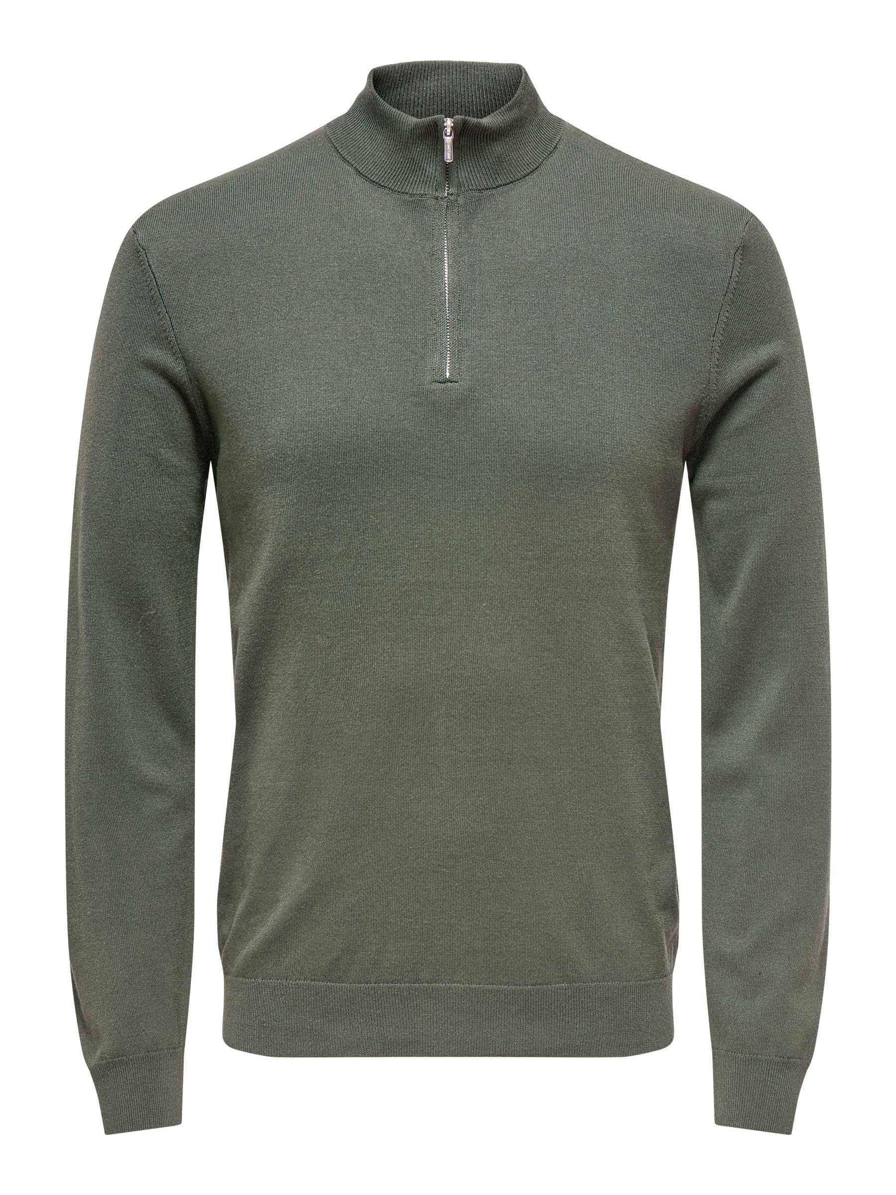 ONLY & SONS Onswyler Felpa Mezza Zip Uomo Coffee Bean