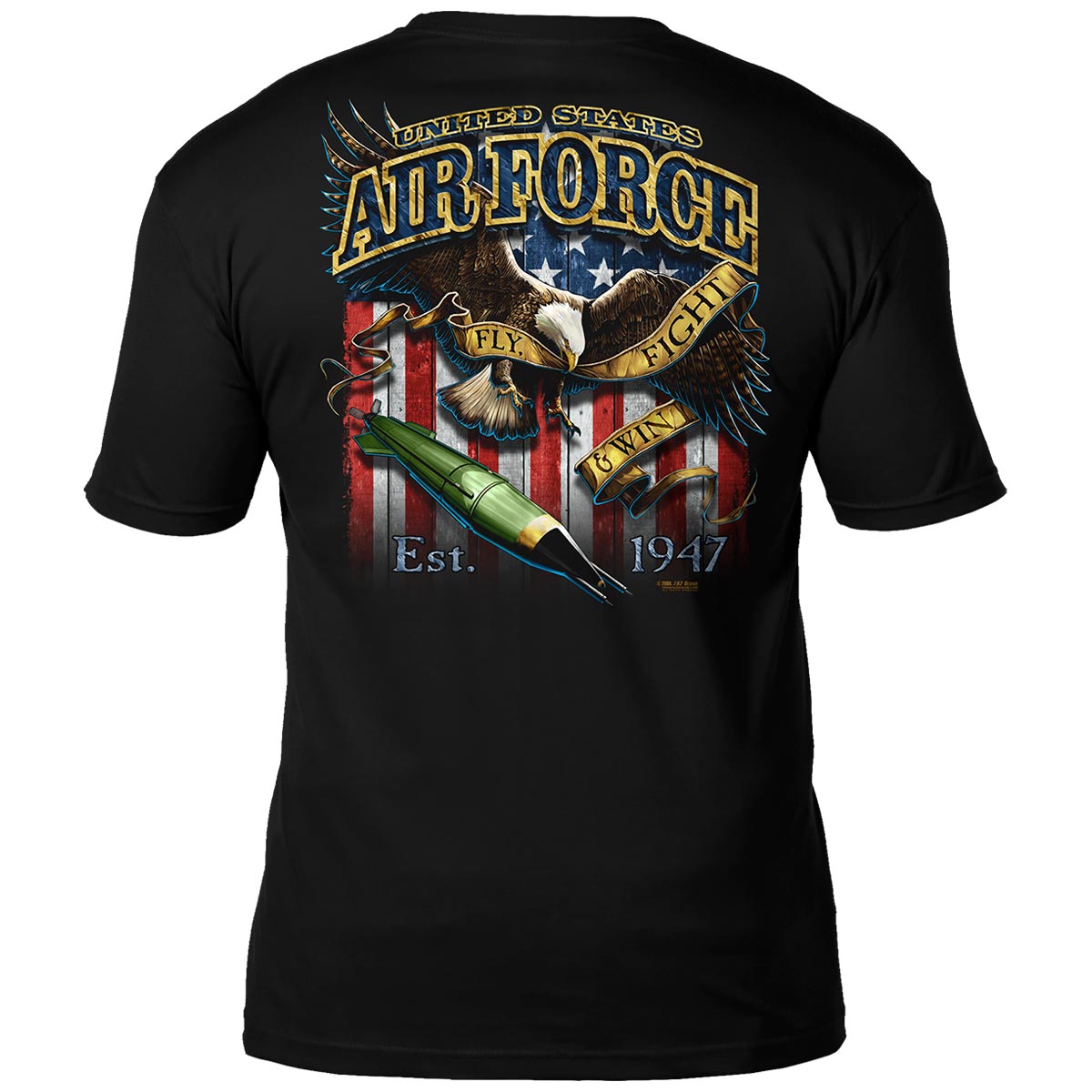 7.62 Design Air Force Fighting Eagle T-Shirt nero cotone
