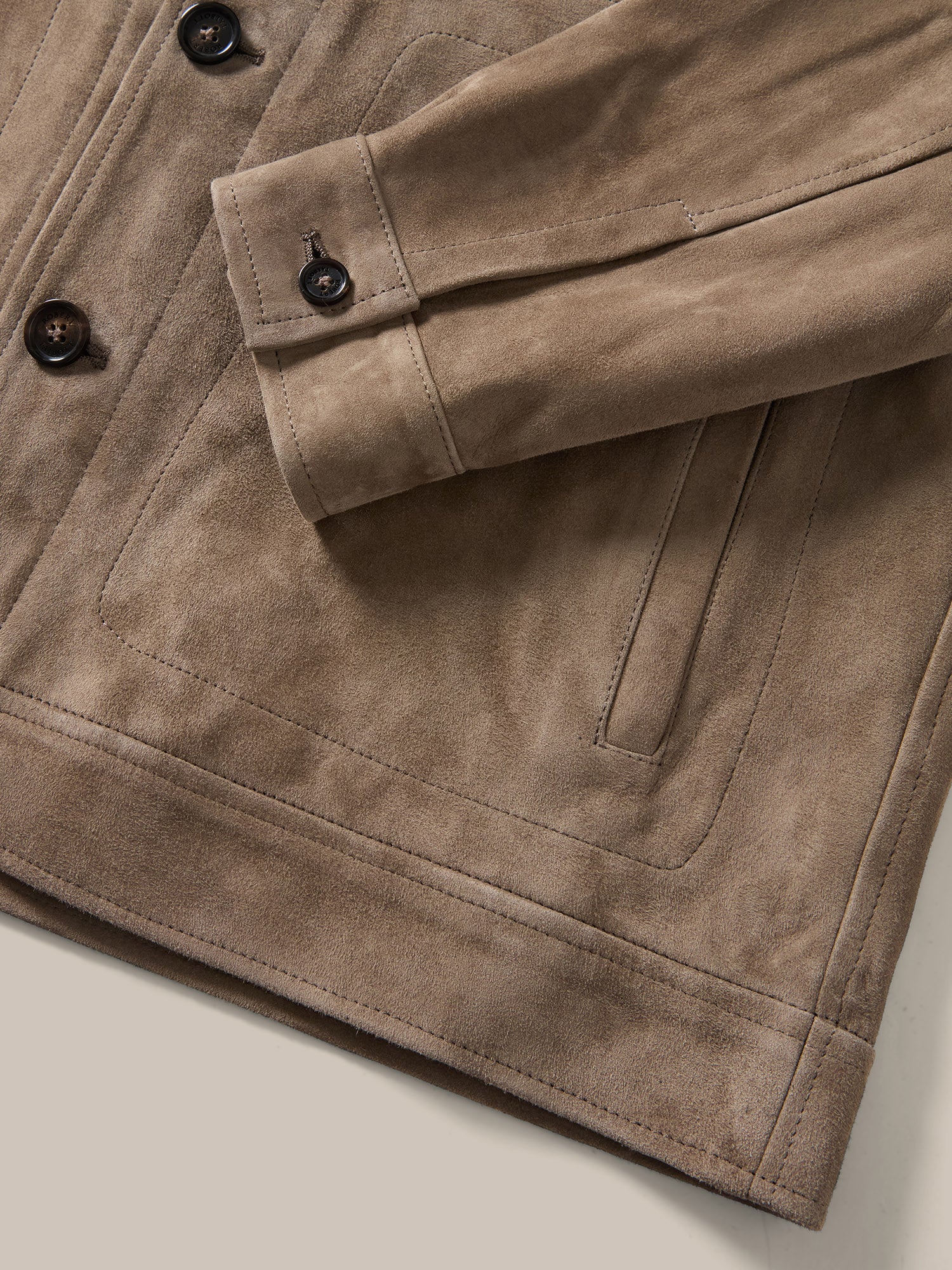 Robert Talbott Smith Trucker giubbotto pelle taupe