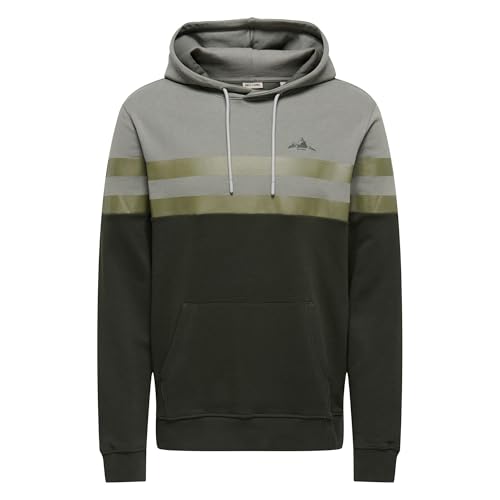 Only & Sons Thor Reg felpa cappuccio grigio cotone uomo