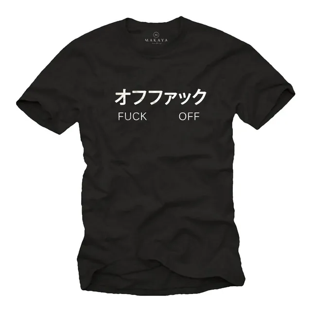 MAKAYA T-Shirt Uomo cotone scritta manga taglia XL