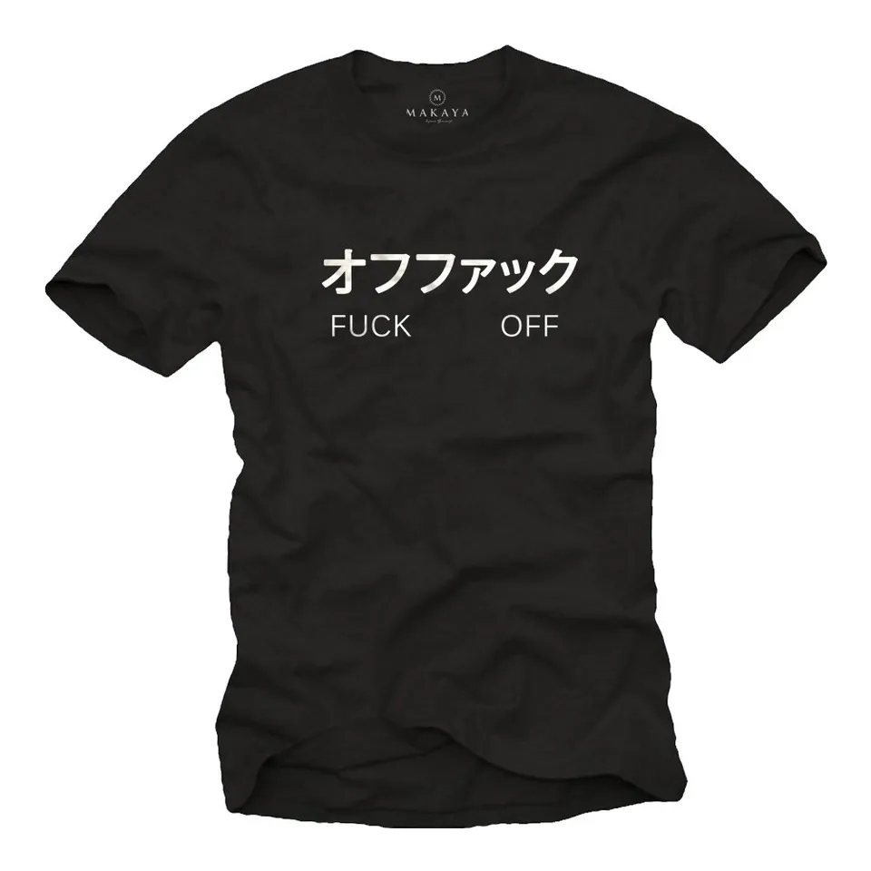 MAKAYA T-Shirt Uomo cotone scritta manga taglia XL