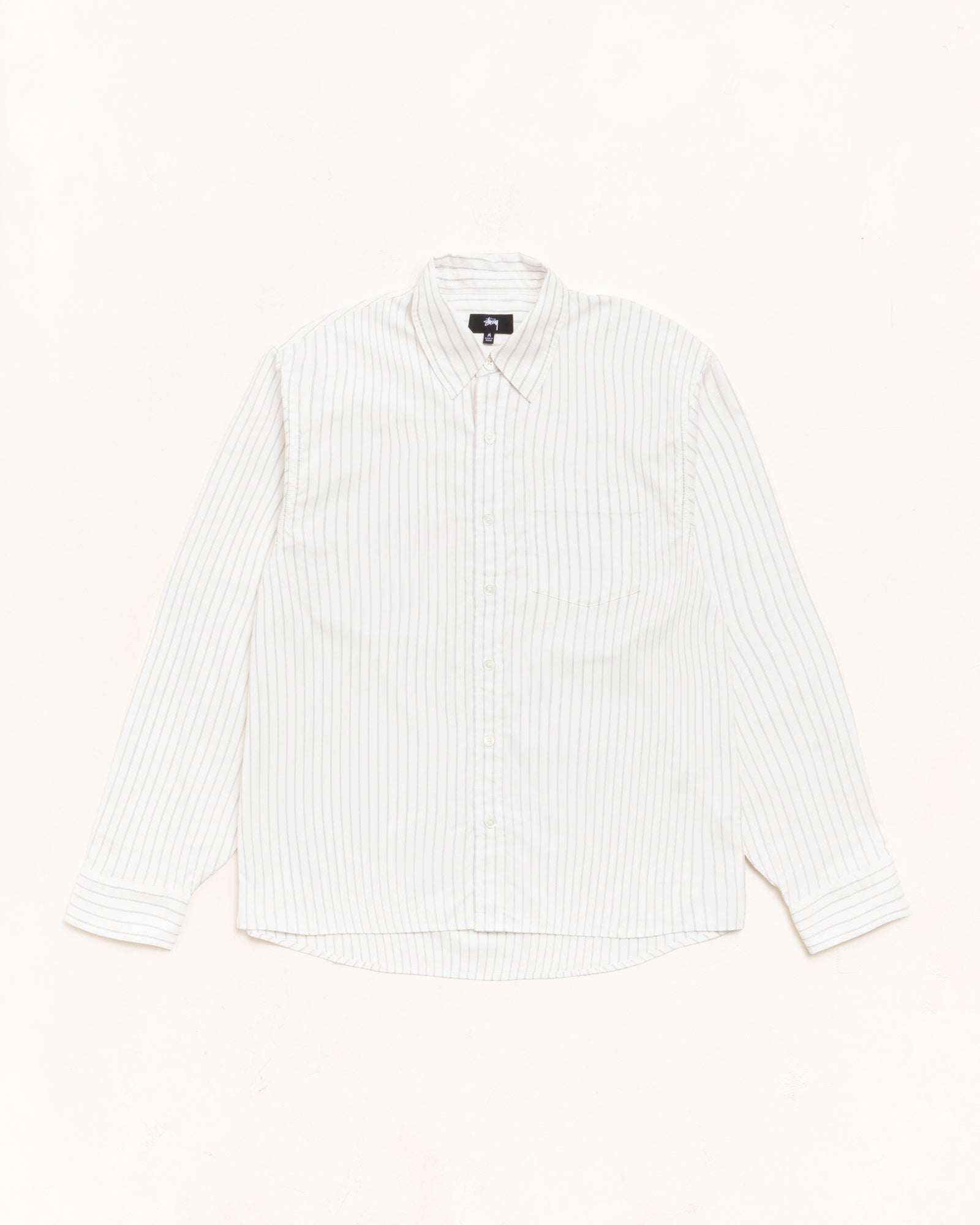 Stussy Oxford camicia Grey Stripe cotone boxy