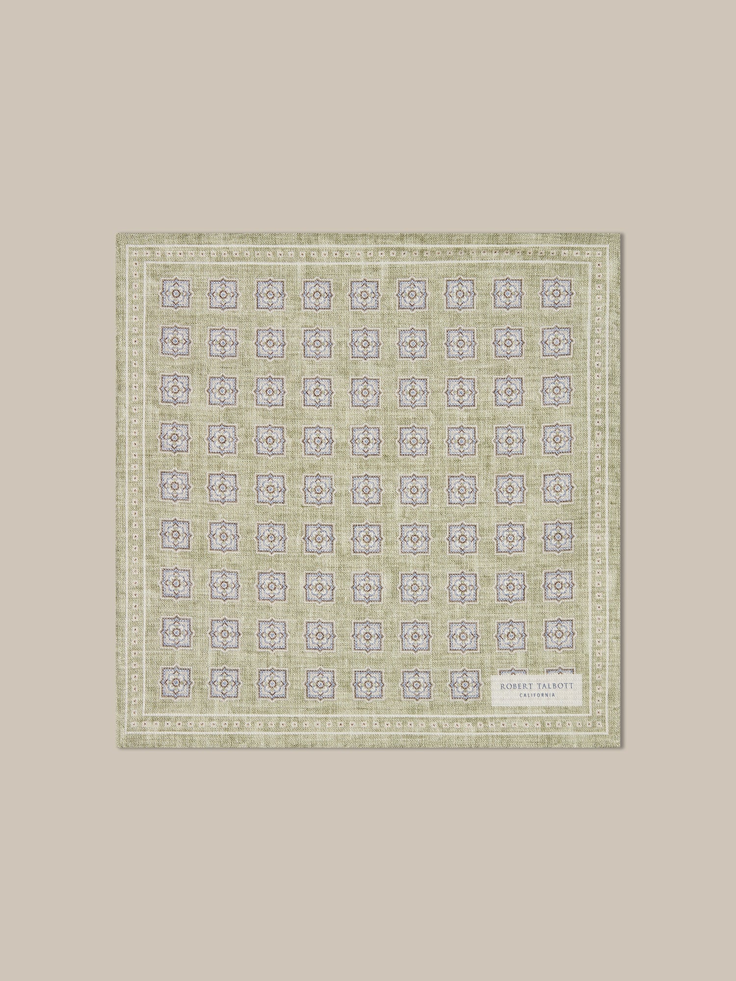 Robert Talbott Colton Pochette Seta Verde Reversibile 36cm