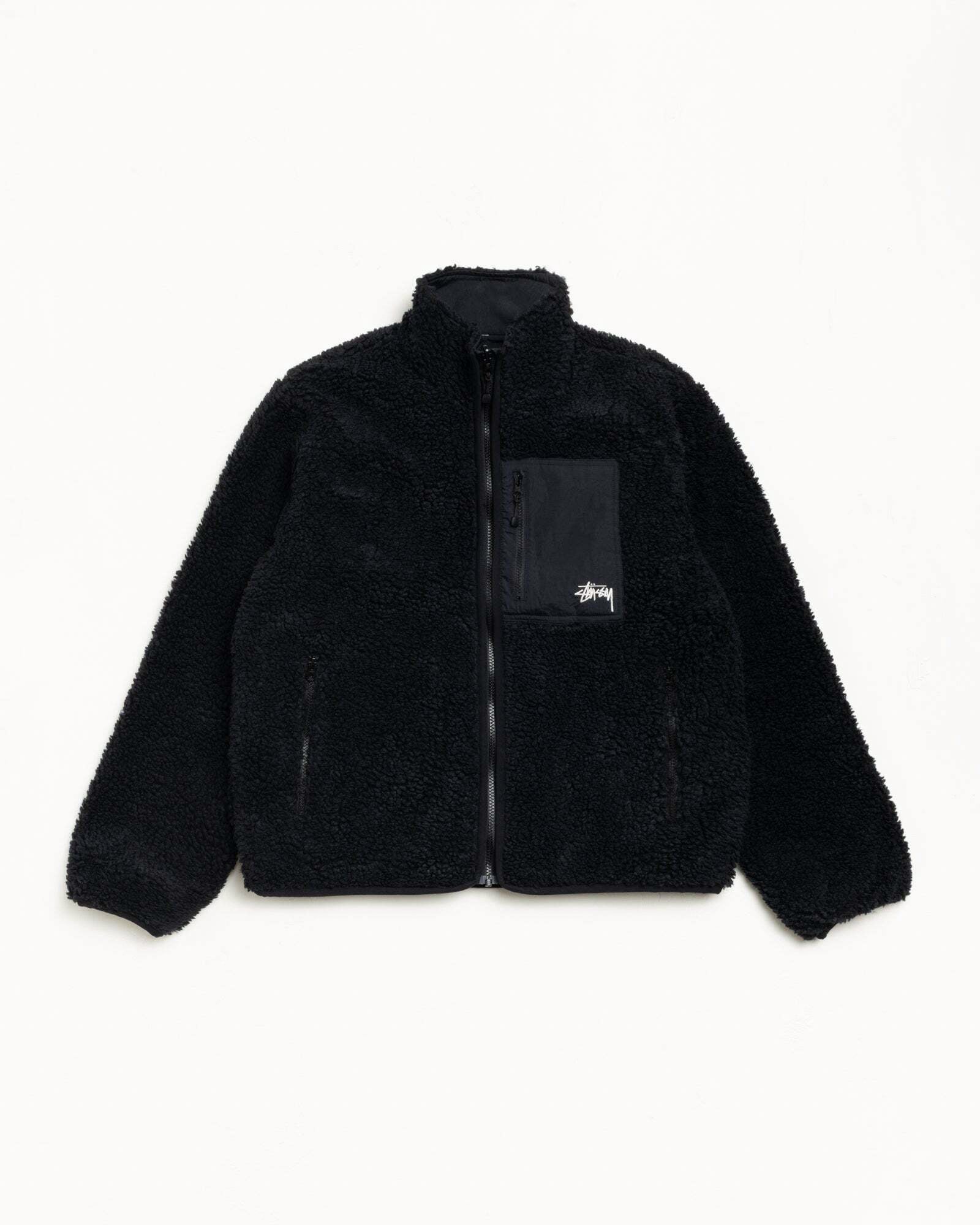 Stussy Sherpa Reversible Jacket giacca nera reversibile