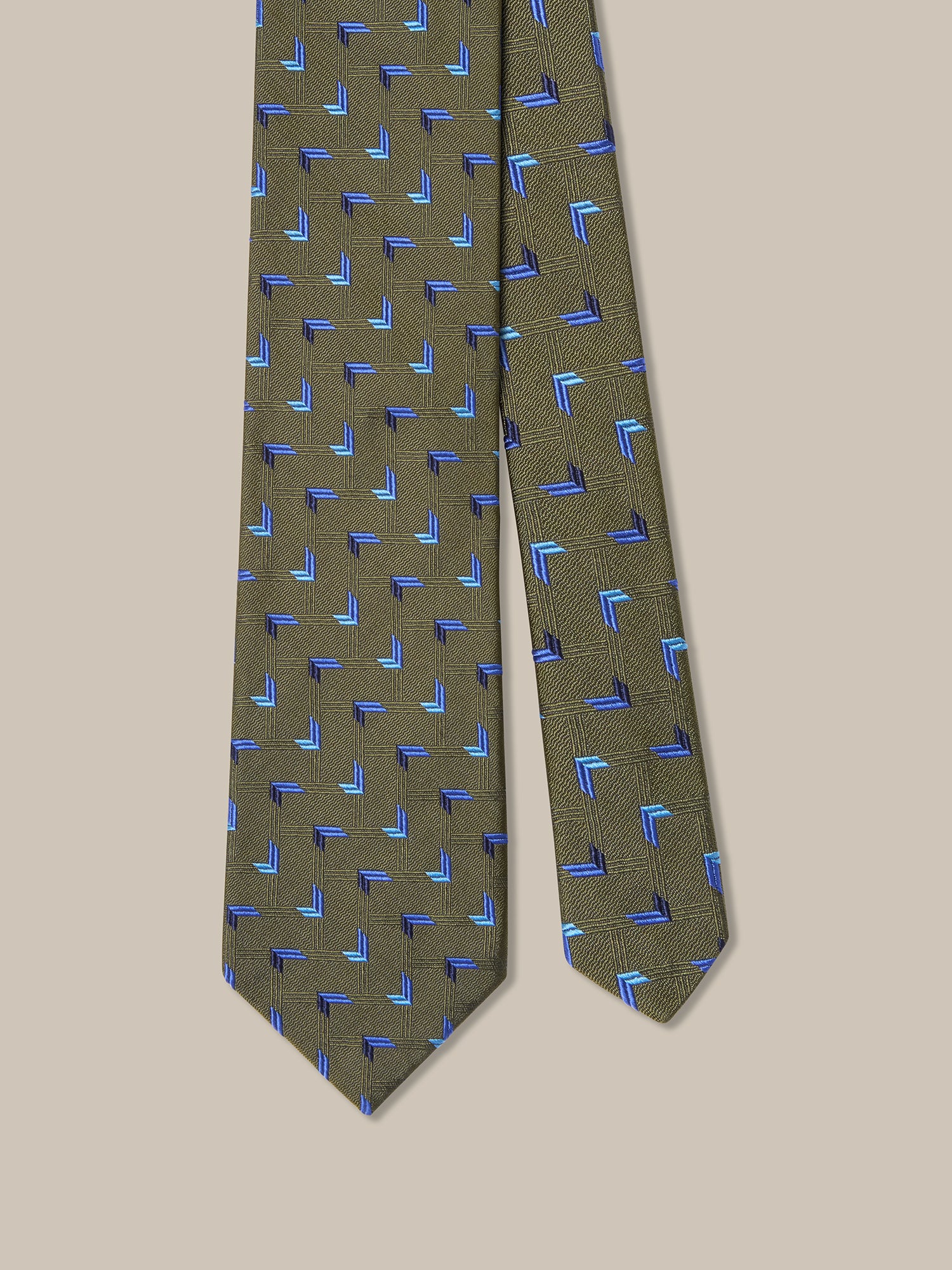 Robert Talbott Geometric Arrow cravatta oliva seta
