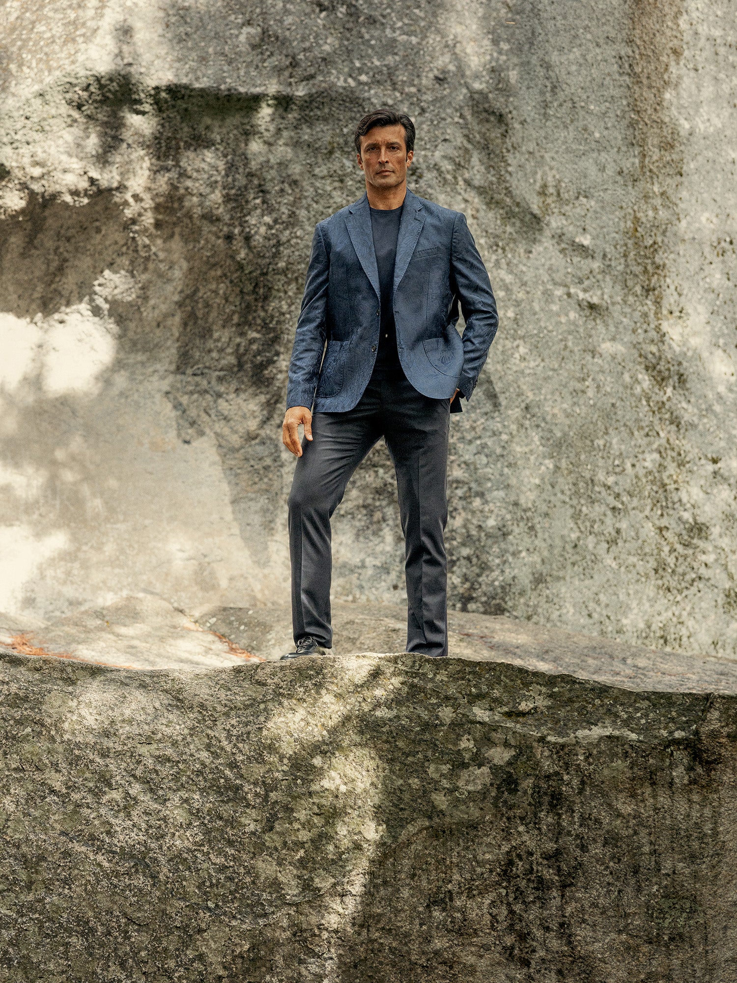 Robert Talbott Wright Blazer Seta Blu Notte 42