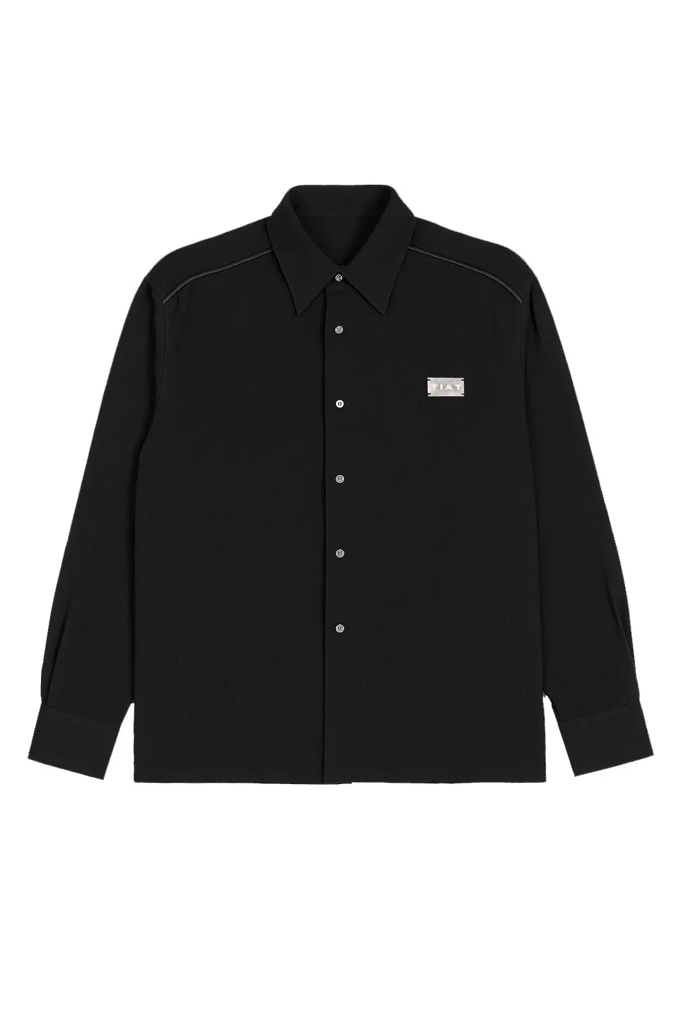Tiat Occulta bellezza Metal Tag camicia nera viscosa
