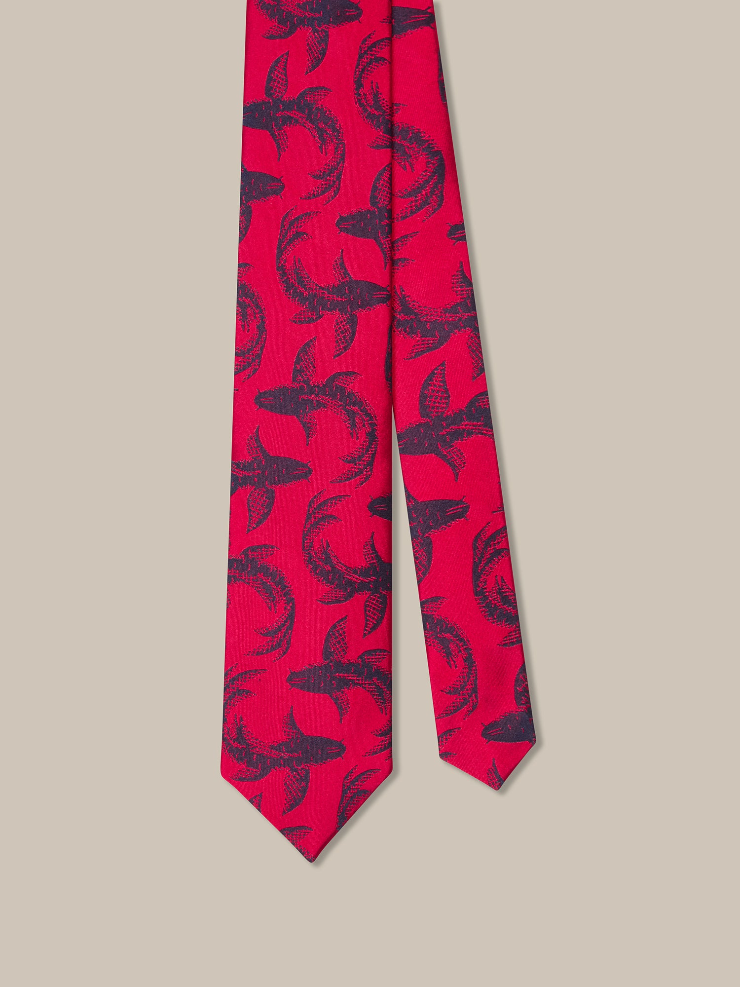 Robert Talbott Koi Fish Cravatta Seta Rossa Jacquard