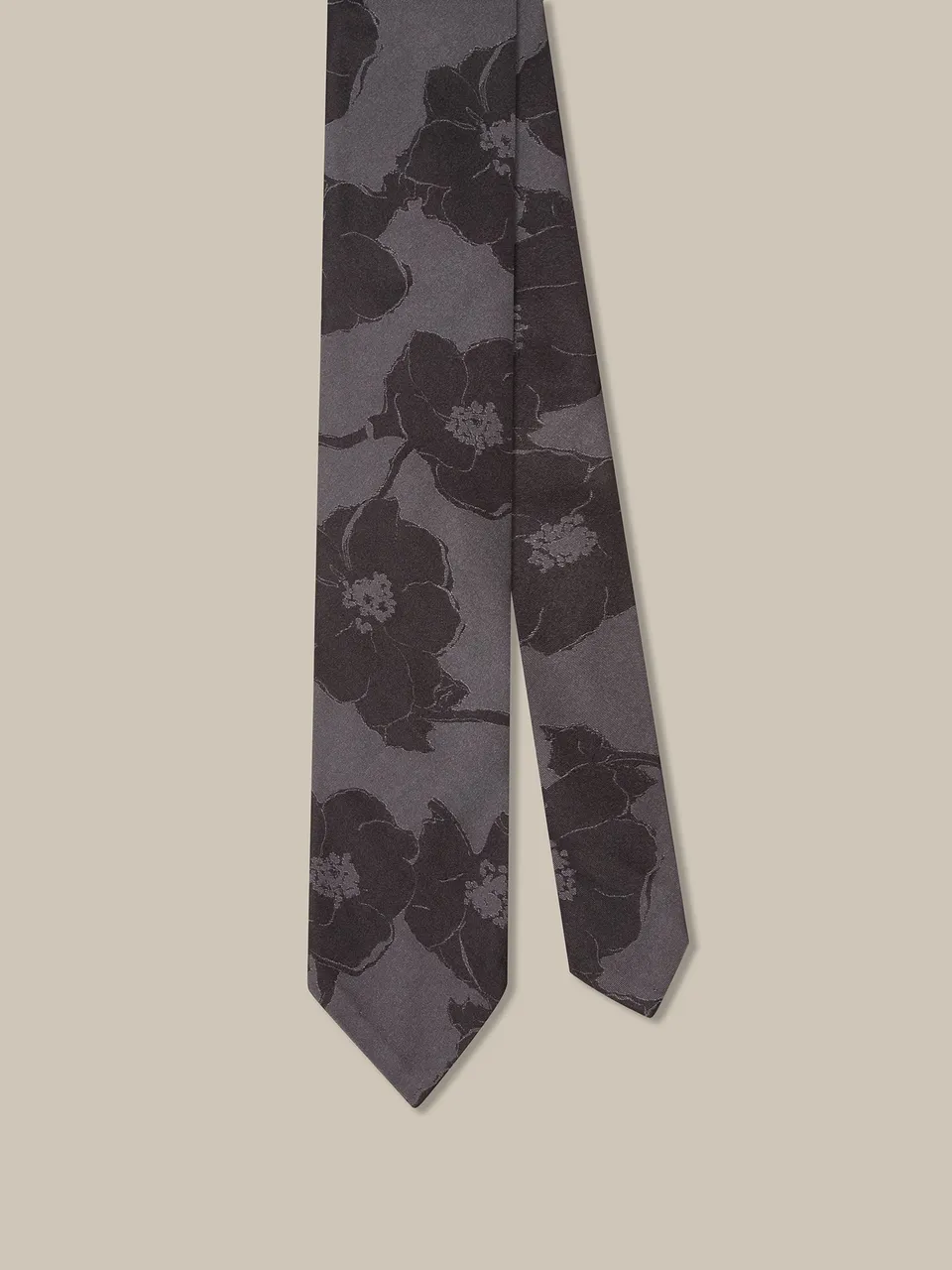 Robert Talbott Duvall Floral Cravatta Seta Grigia Sfoderata