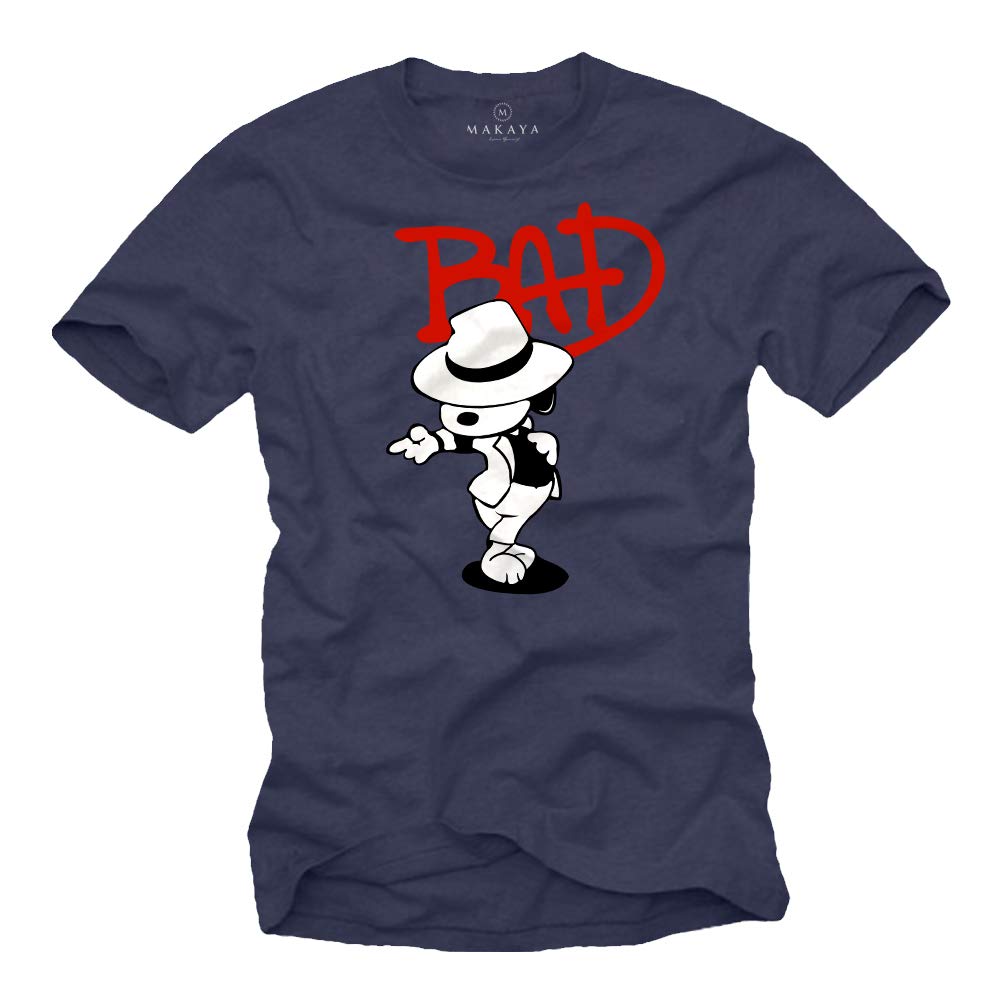MAKAYA Bad Dog Jackson T-Shirt Uomo Cotone Vintage Nero