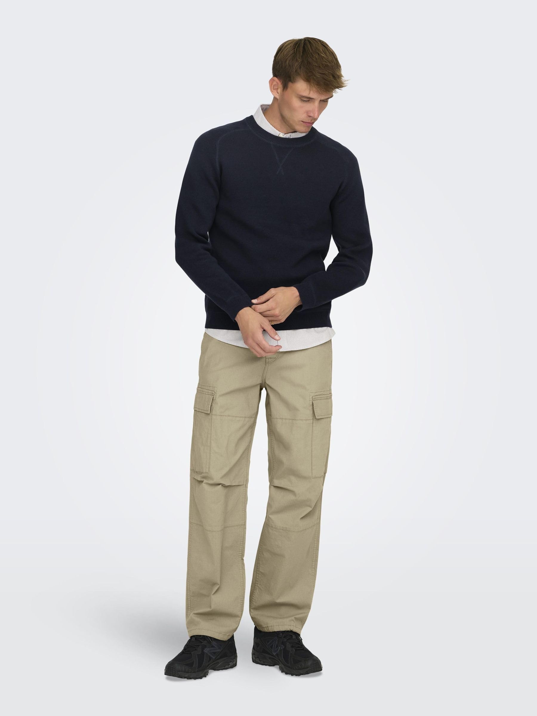 ONLY & SONS Onspin maglione uomo girocollo grigio