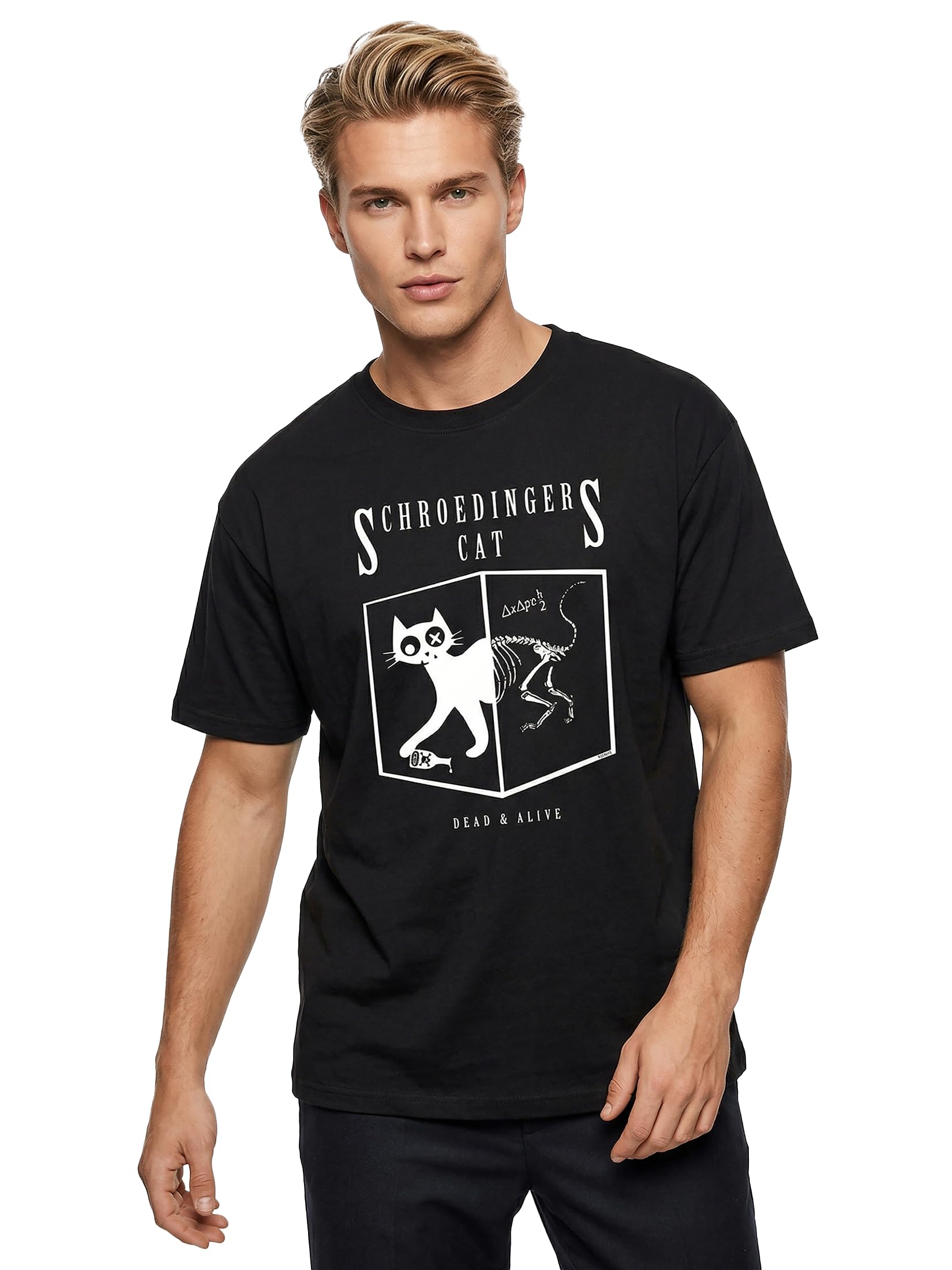 MAKAYA Gatto di Schrodinger T-Shirt Uomo XL 100% Cotone