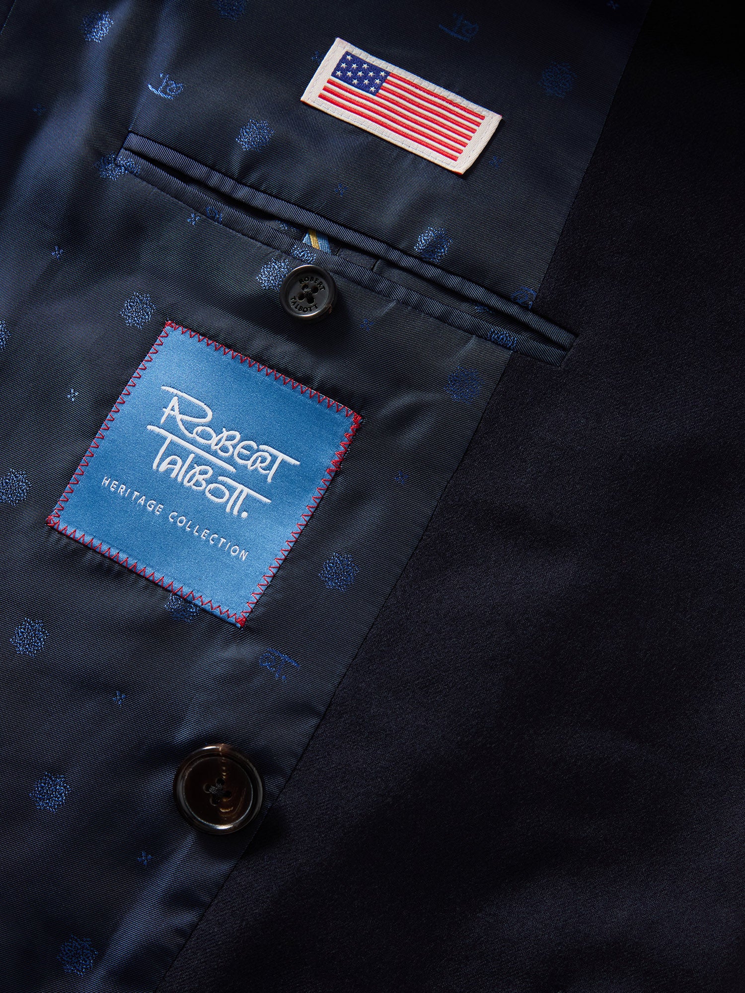 Robert Talbott Howell blazer doppiopetto lana blu navy
