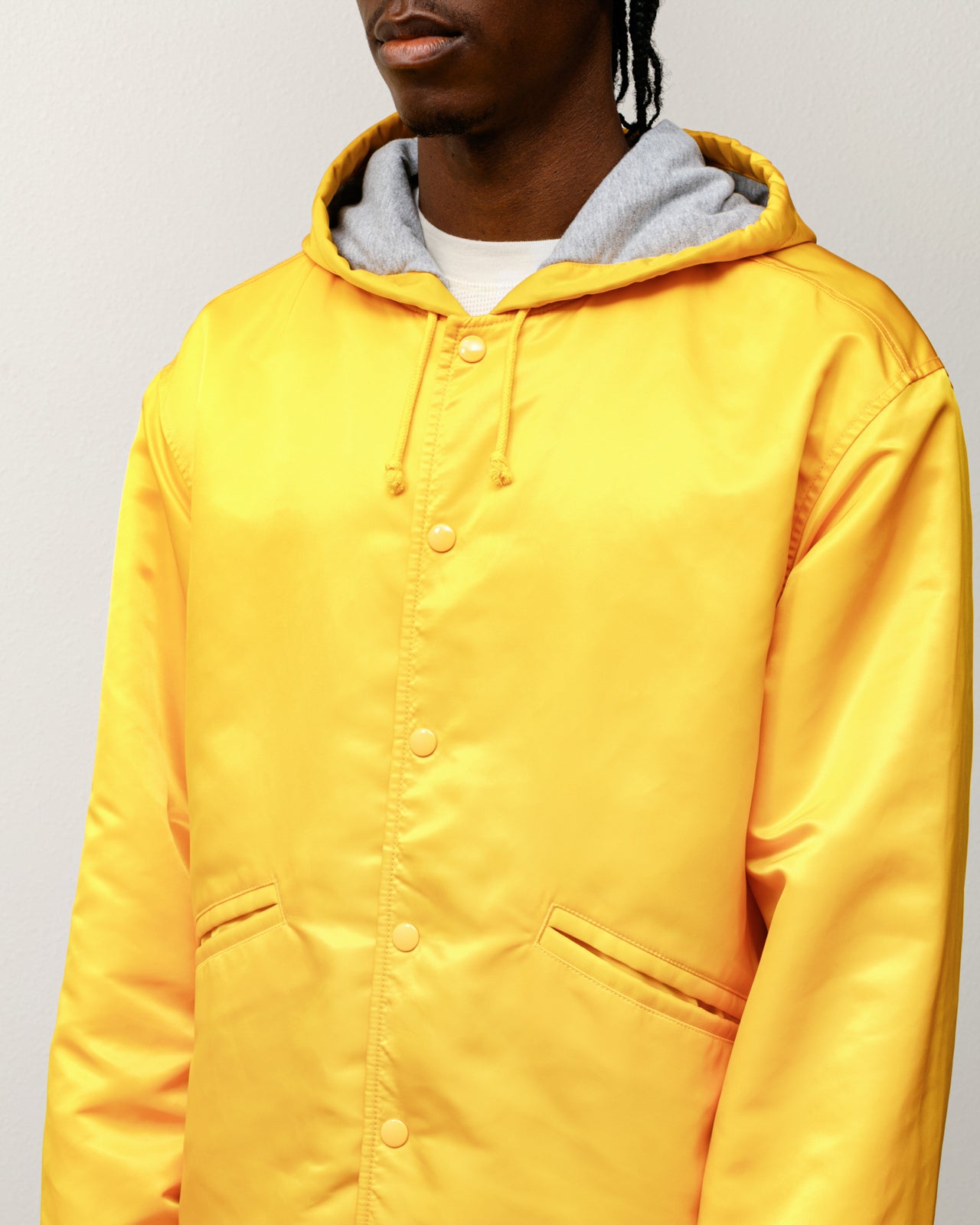 Stussy Hooded Coaches Jacket giacca gialla nylon imbottita