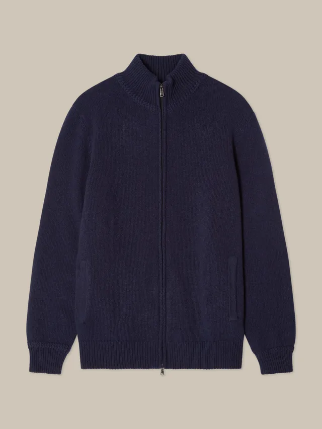 Robert Talbott Graham Full Zip maglione navy cashmere
