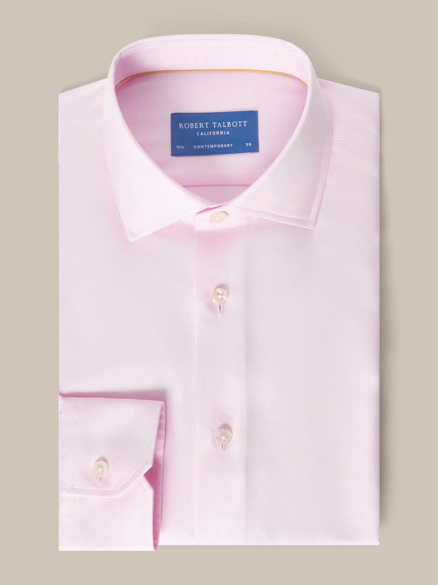 Robert Talbott Reynolds camicia twill rosa cotone