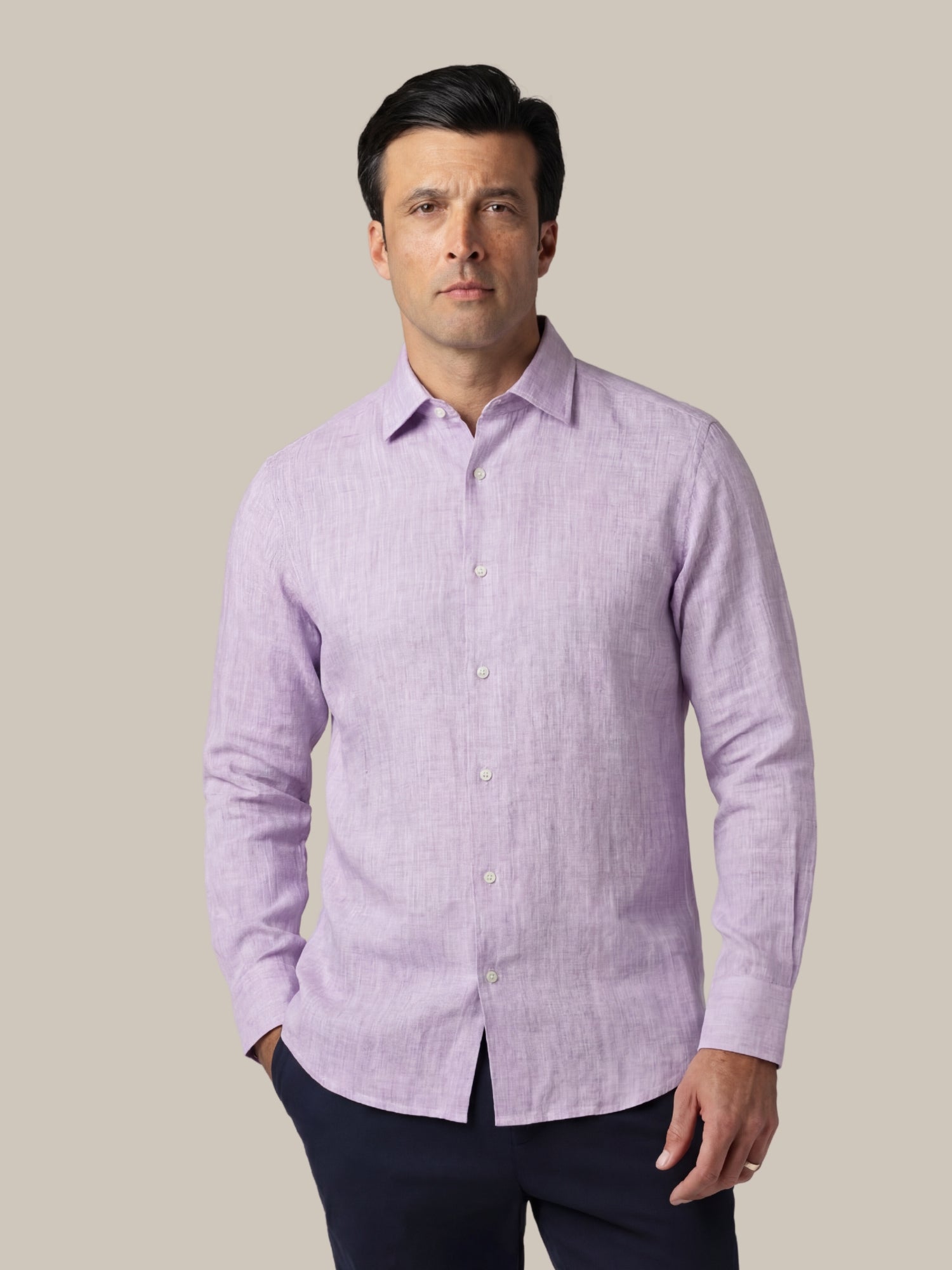 Robert Talbott Morgan camicia lino viola