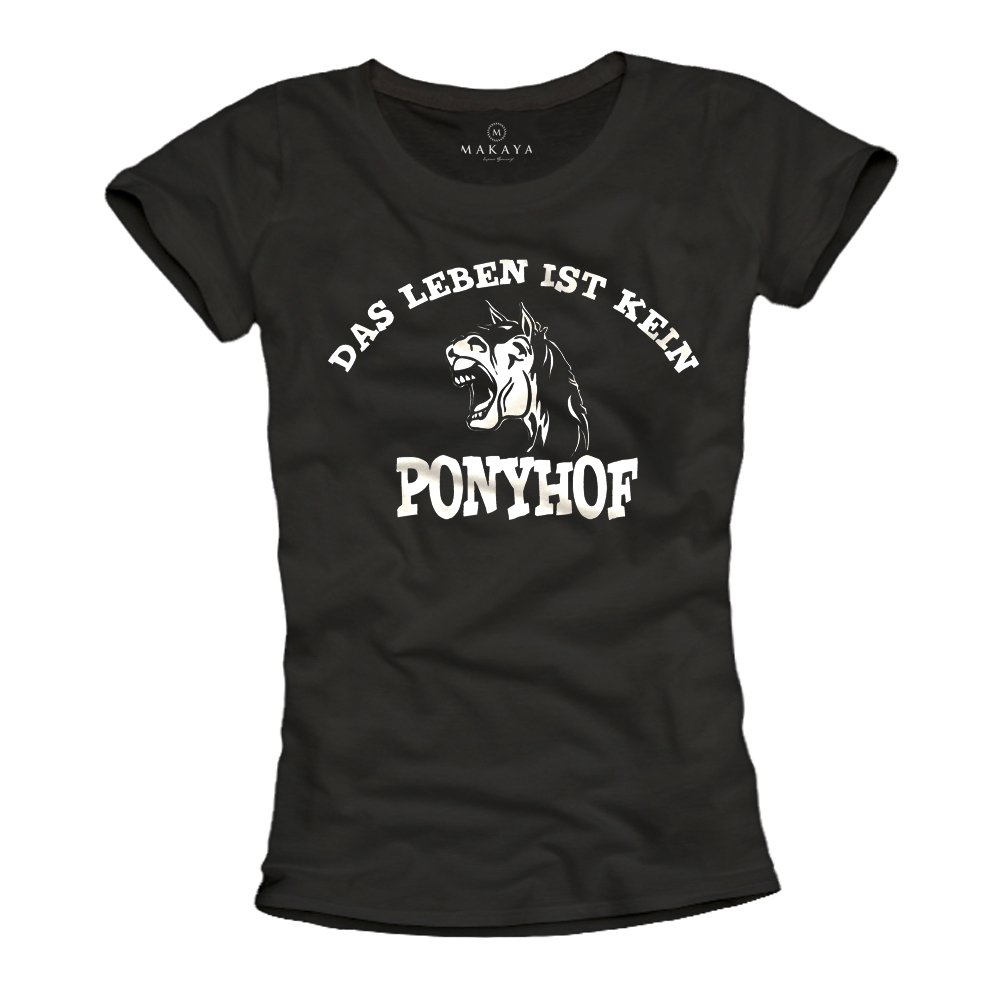 MAKAYA T-Shirt Donna cavallo L cotone letto di rose