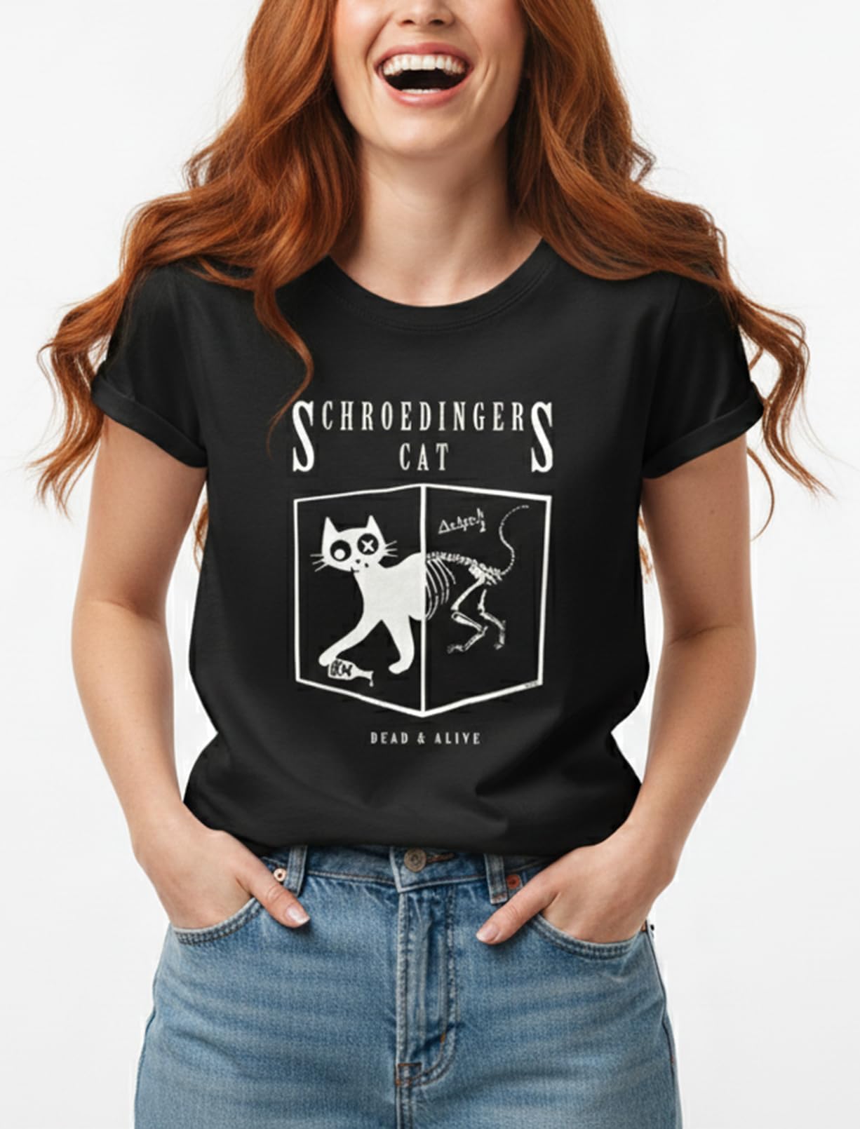 Makaya T-Shirt Donna Gatto Schrodinger Nera M