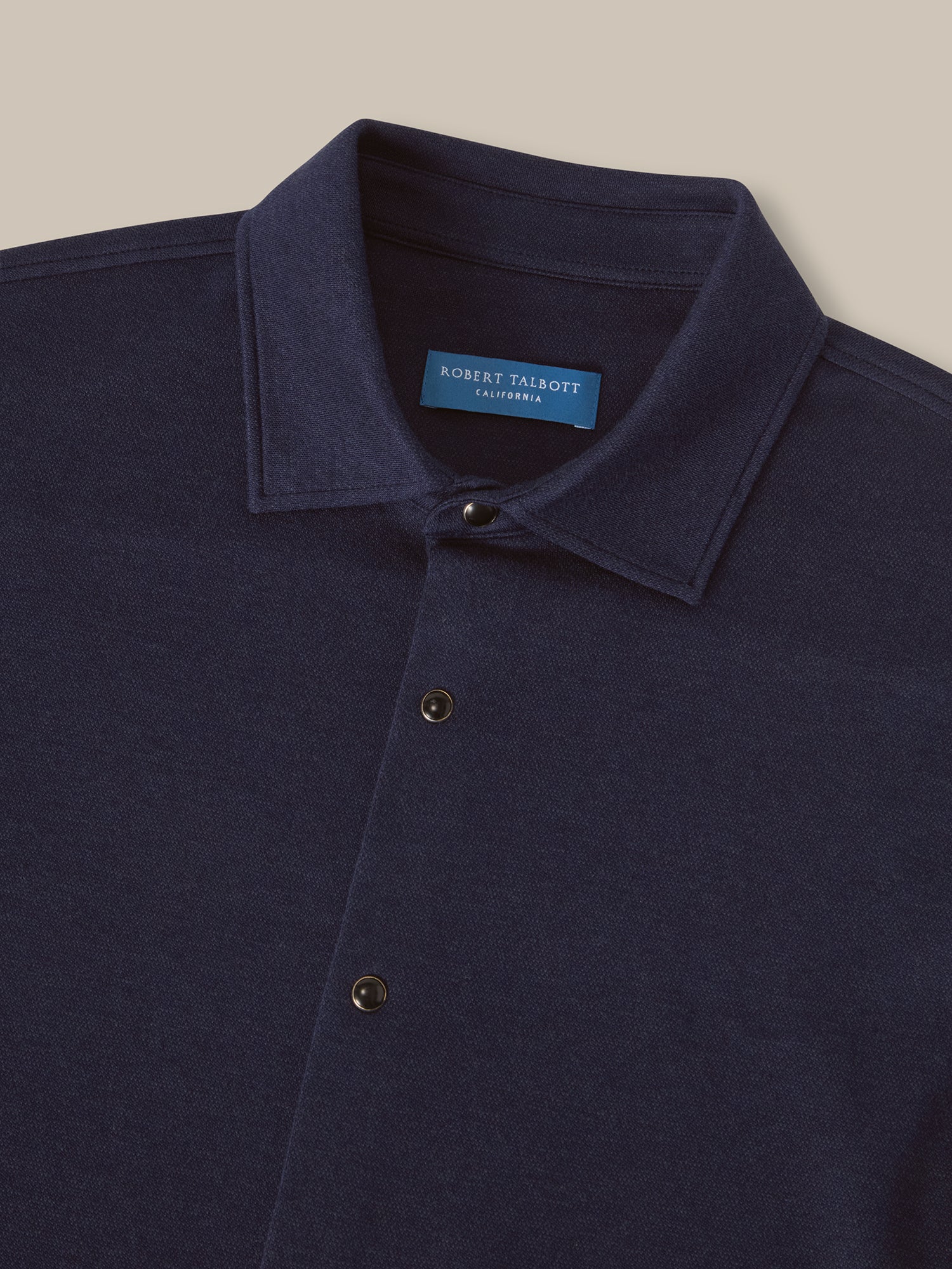 Robert Talbott Walter Cashmere Blend Camicia Navy Bottoni Automatici