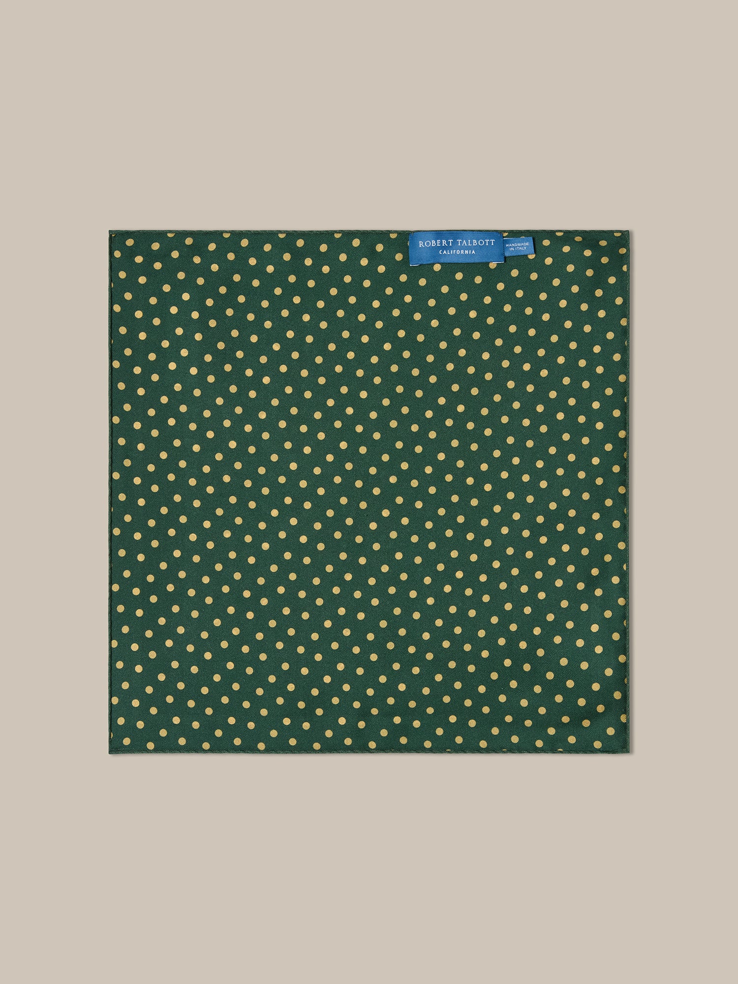 Robert Talbott Collins Medallion fazzoletto taschino seta verde multi