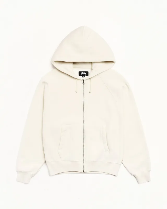 Stussy Zip Sweats Relaxed Zip Hoodie felpa Natural pesante