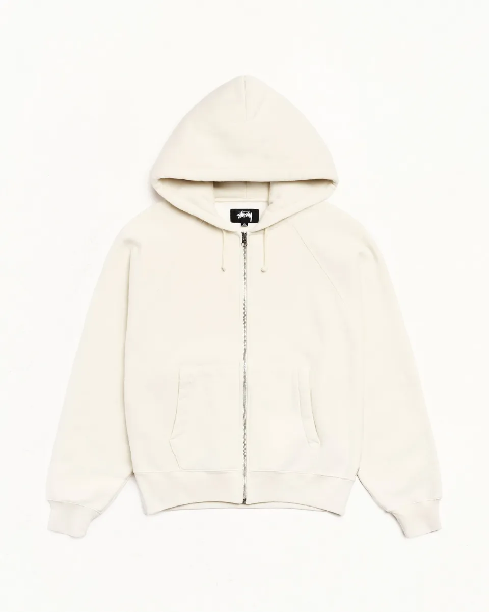 Stussy Zip Sweats Relaxed Zip Hoodie felpa Natural pesante