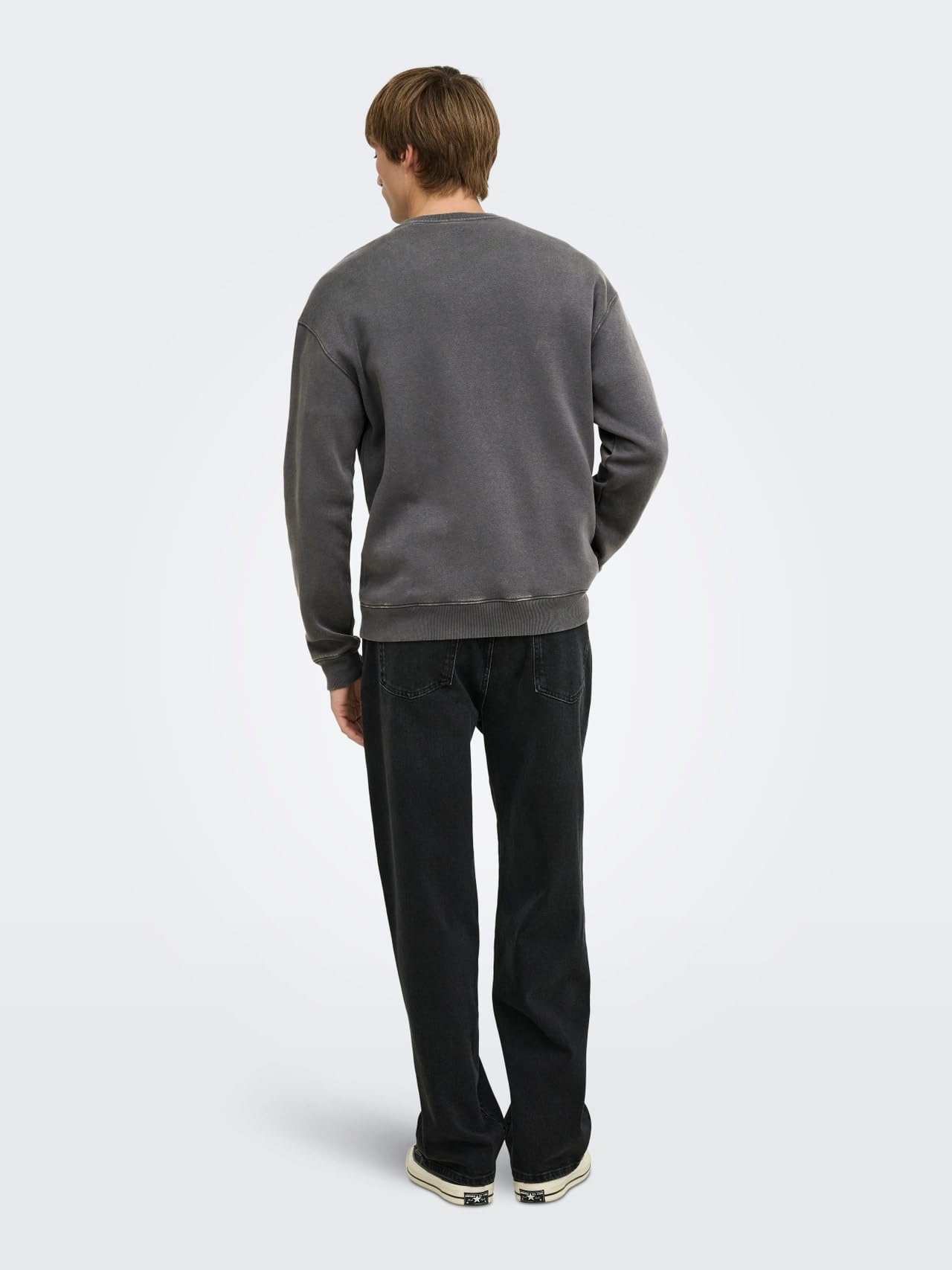 Only & Sons Onslarry Eflow Felpa Uomo Grigio Asfalto Relaxed