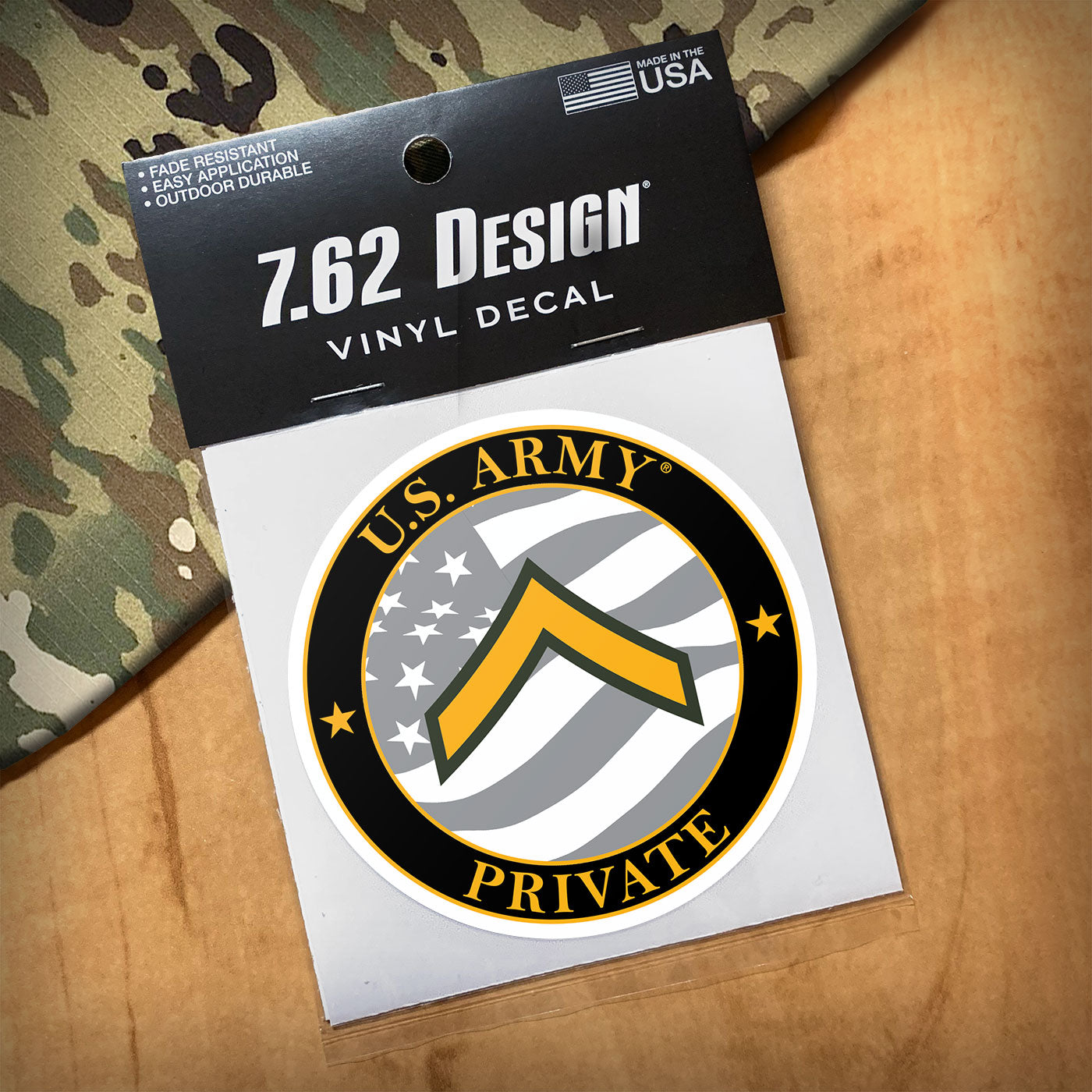 7.62 Design US Army E-2 Private decal tonda 3.5" vinile esterno