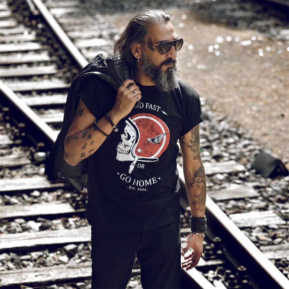 MAKAYA Go Fast OR Go Home T-Shirt Uomo Nero Cotone